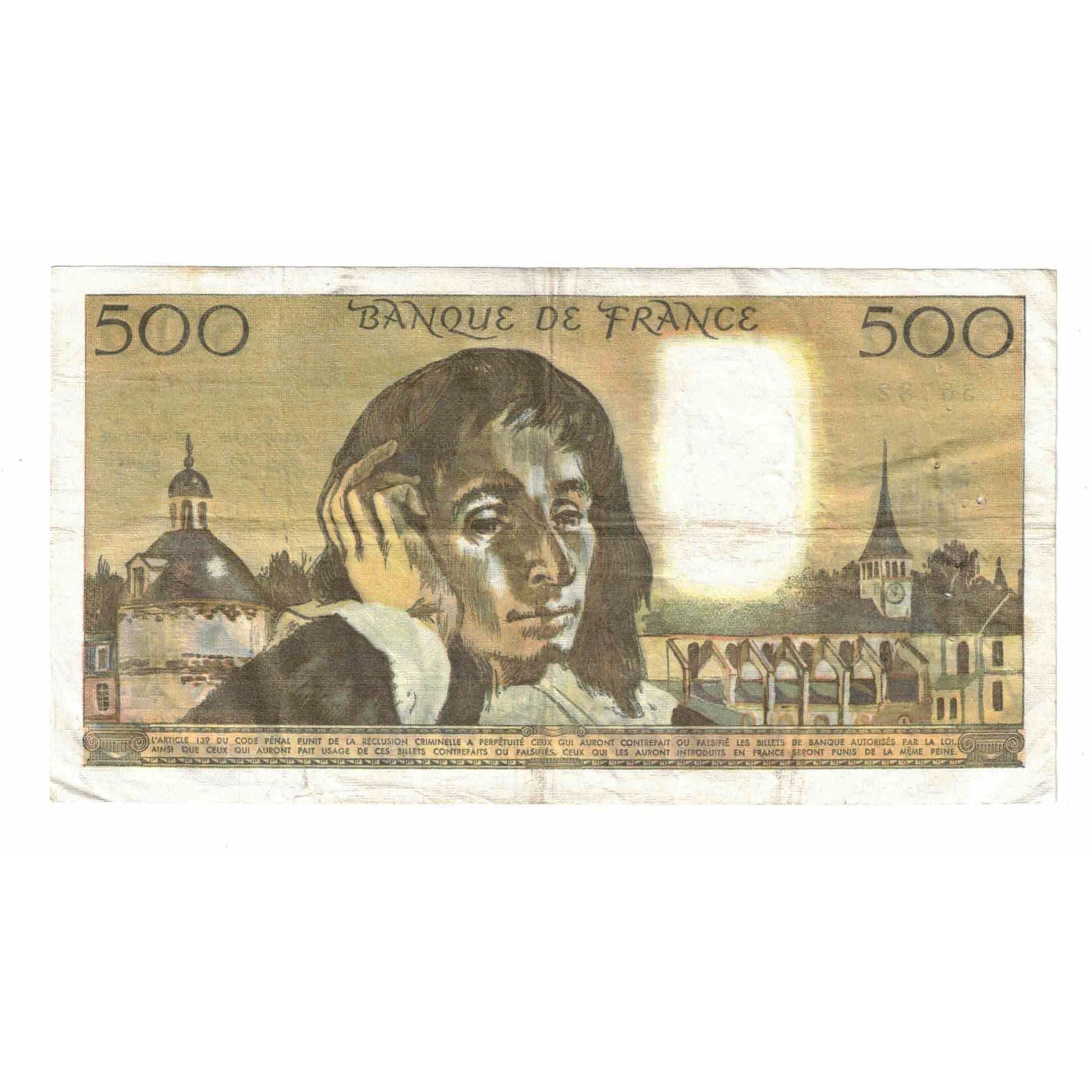 Francja, 500 Francs, Pascal, 1977, L.72, EF(40-45), Fayette:71.16, KM:156d