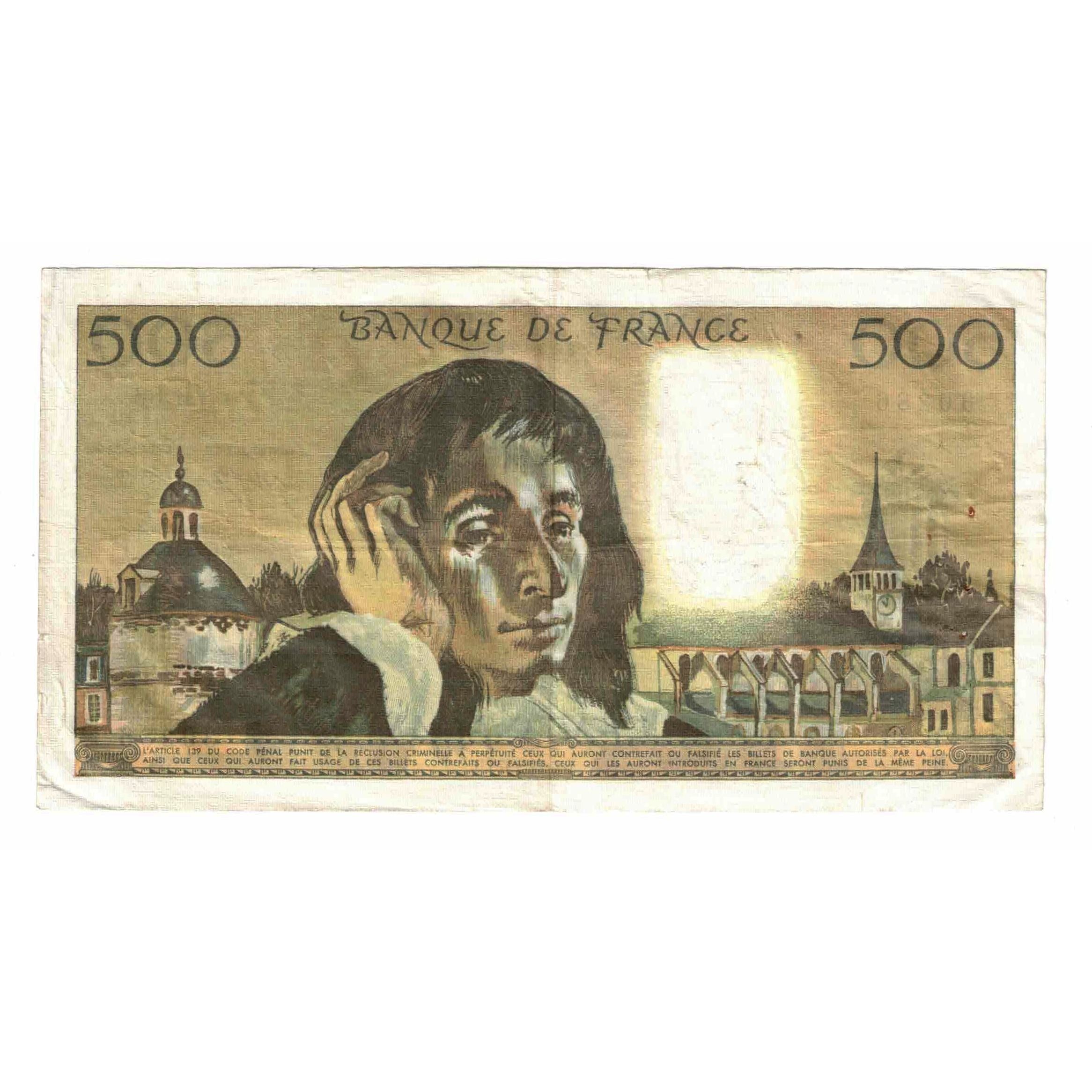 France, 500 Francs, Pascal, 1973, H.36, AU(50-53), Fayette:71.10, KM:156b