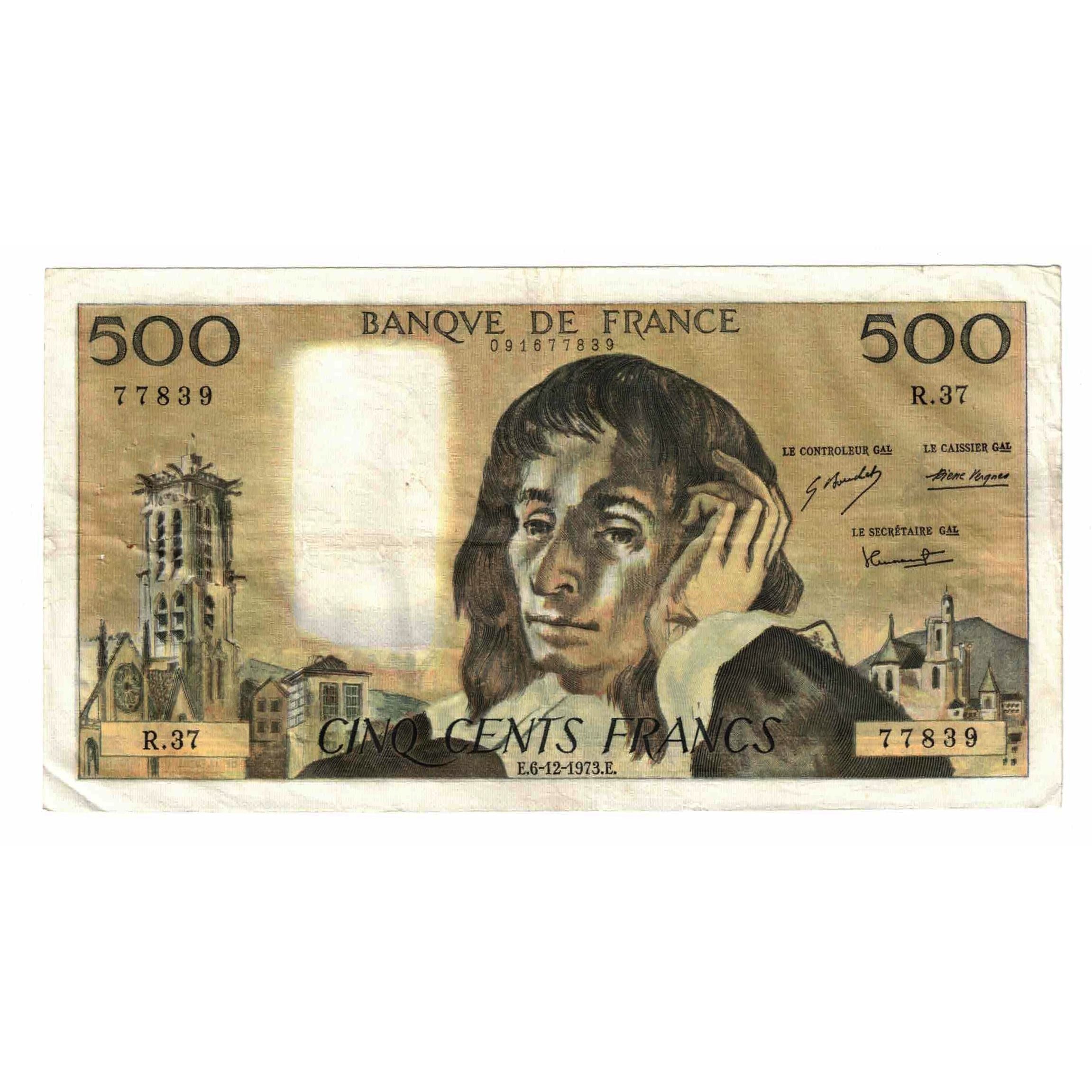 Frankreich, 500 Francs, Pascal, 1973, R.37, SS, Fayette:71.10, KM:156b
