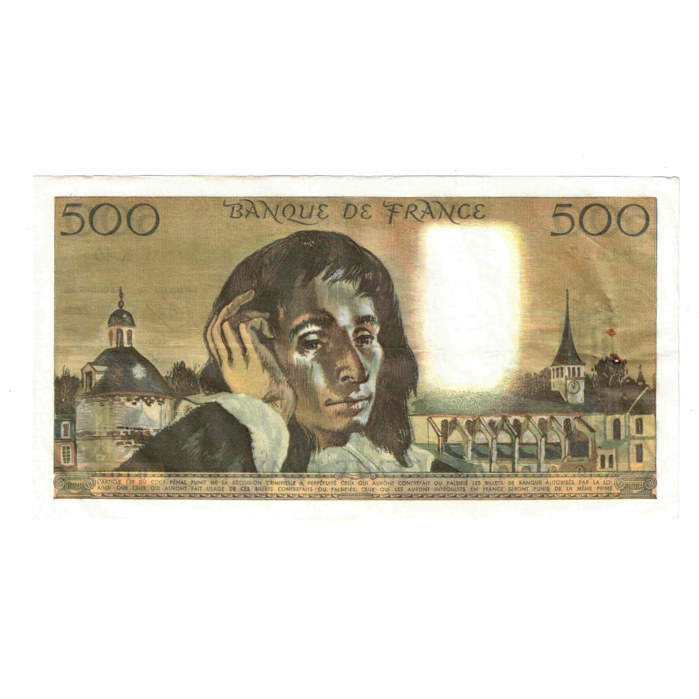 France, 500 Francs, Pascal, 1973, K.40, AU(50-53), Fayette:71.10, KM:156b