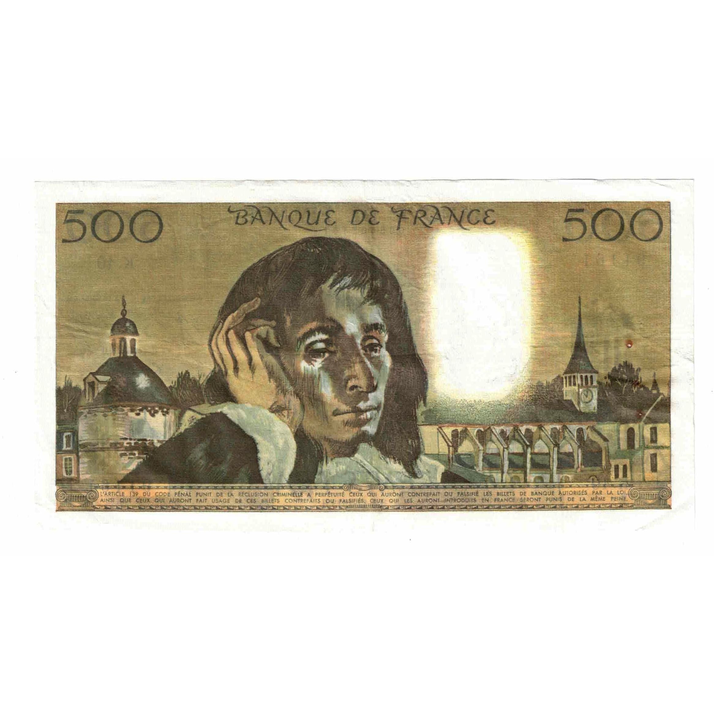 Francja, 500 Francs, Pascal, 1973, K.40, AU(50-53), Fayette:71.10, KM:156b