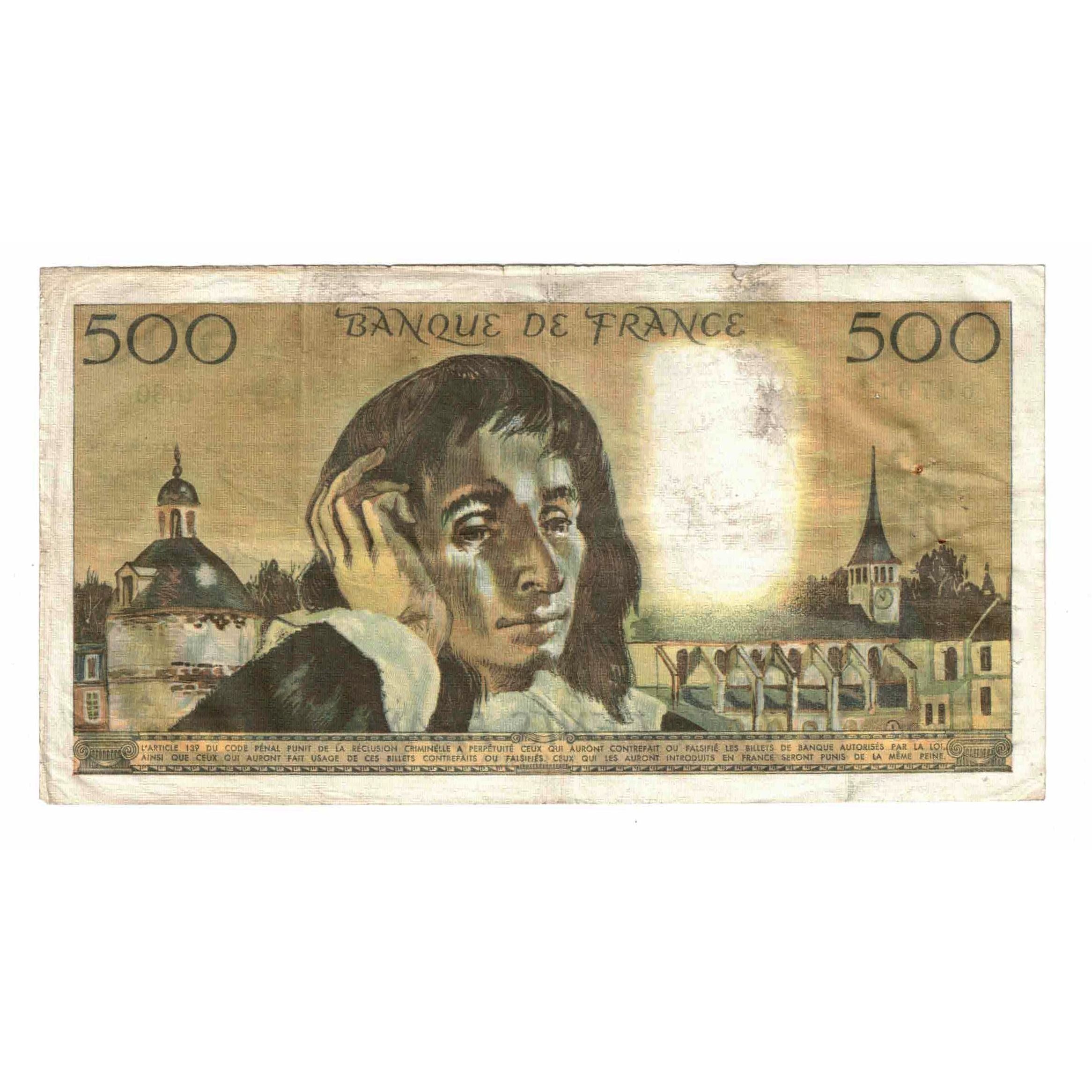France, 500 Francs, Pascal, 1973, U.30, VF(20-25), Fayette:71.9, KM:156b