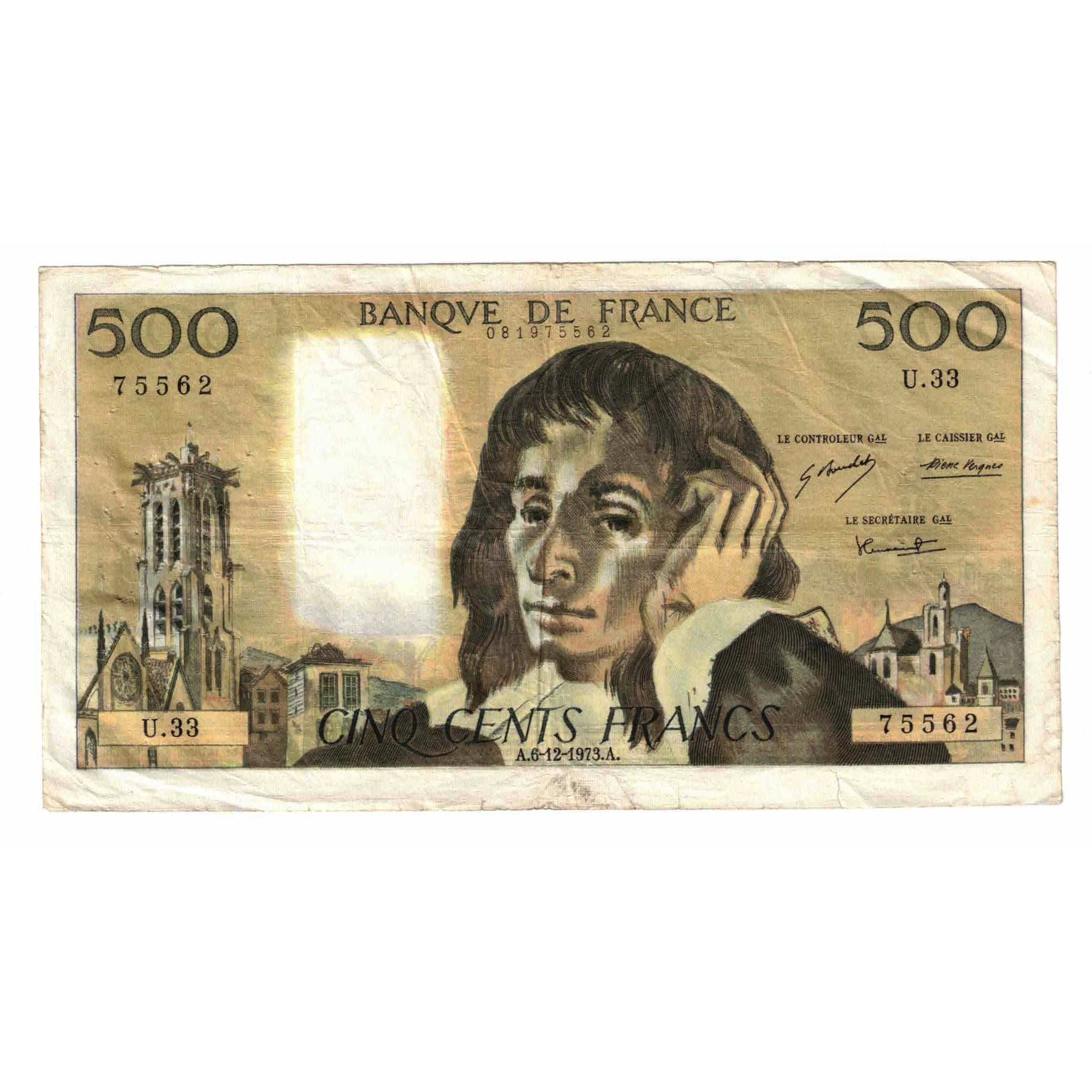 Frankrijk, 500 Francs, Pascal, 1973, U.33, TB, Fayette:71.10, KM:156b
