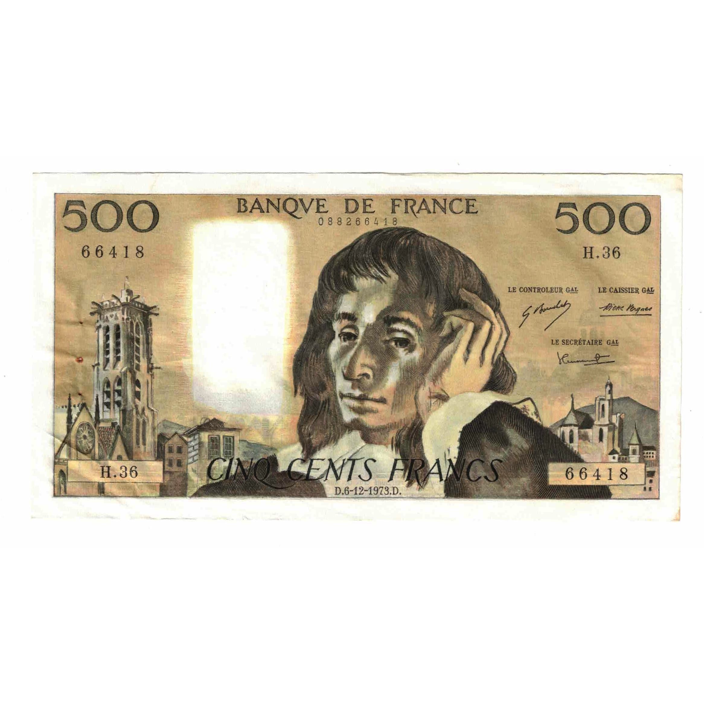 Frankrijk, 500 Francs, Pascal, 1973, H.36, TTB+, Fayette:71.10, KM:156b