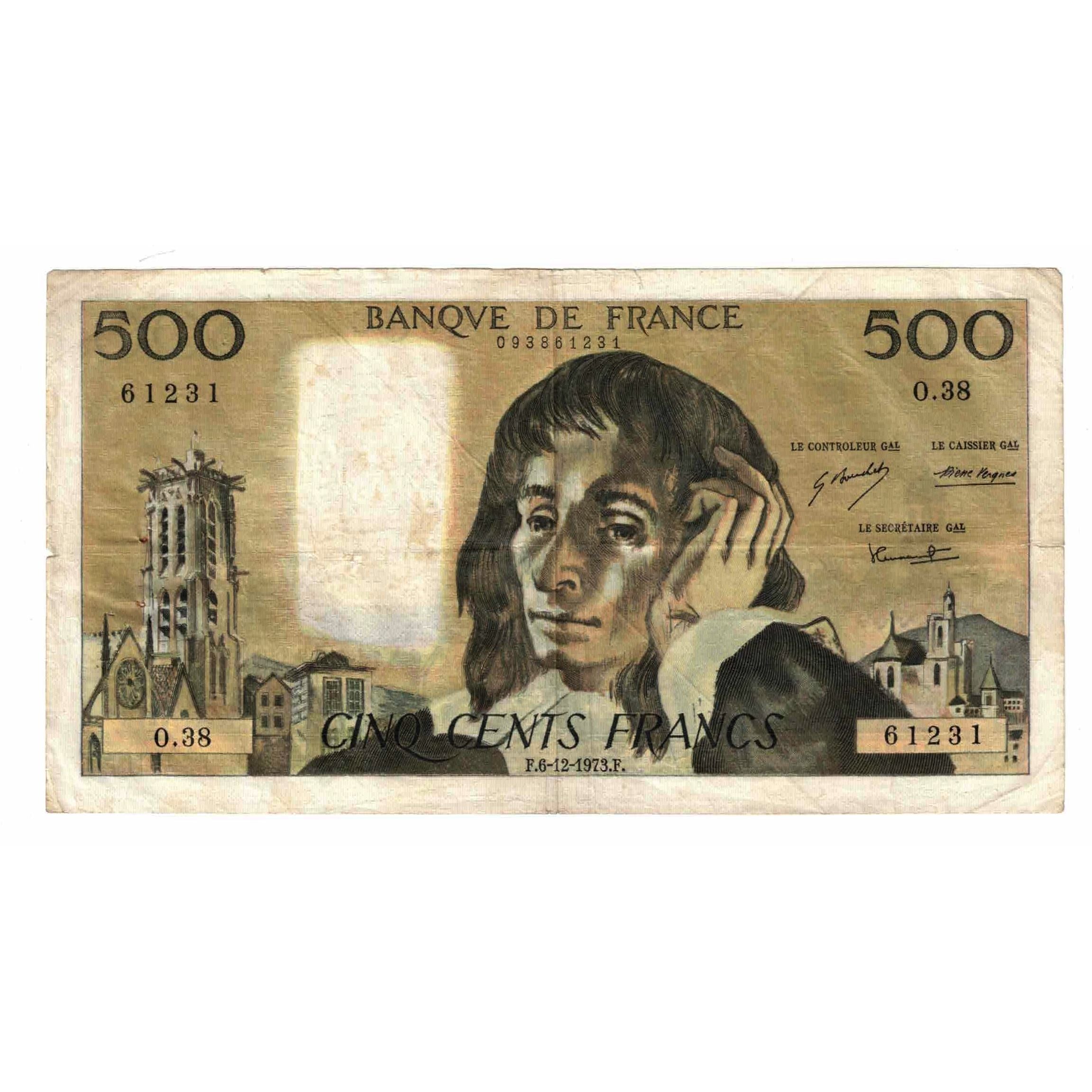 Francja, 500 Francs, Pascal, 1973, O.38, VF(30-35), Fayette:71.10, KM:156b