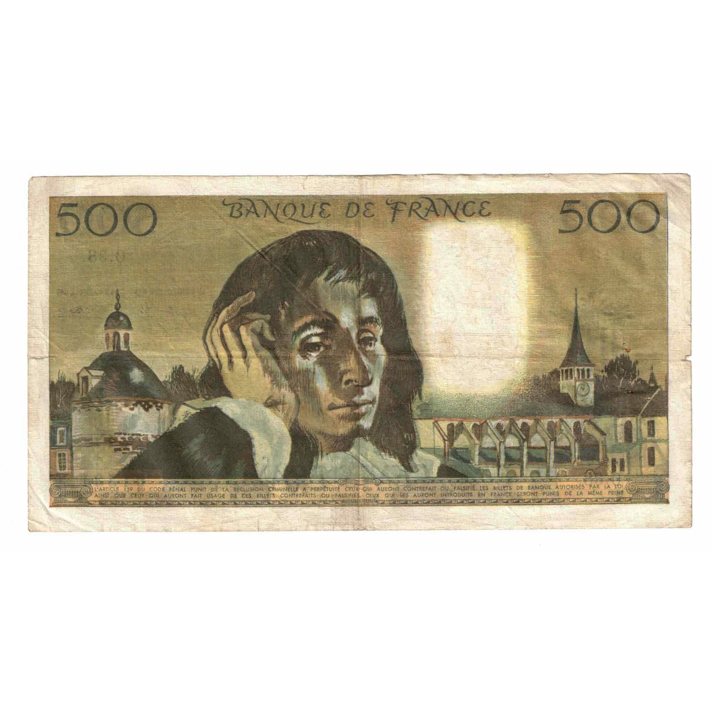 Francja, 500 Francs, Pascal, 1973, O.38, VF(30-35), Fayette:71.10, KM:156b