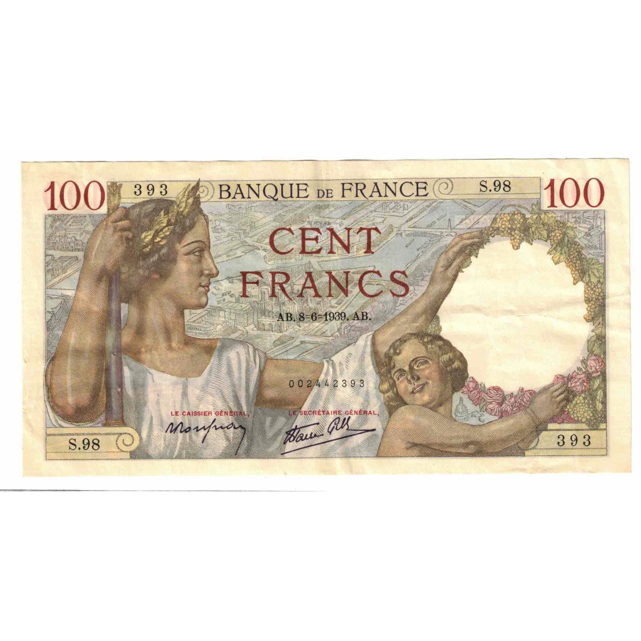 Francia, 100 Francs, Sully, 1939, S.98, MB, Fayette:26.2, KM:94