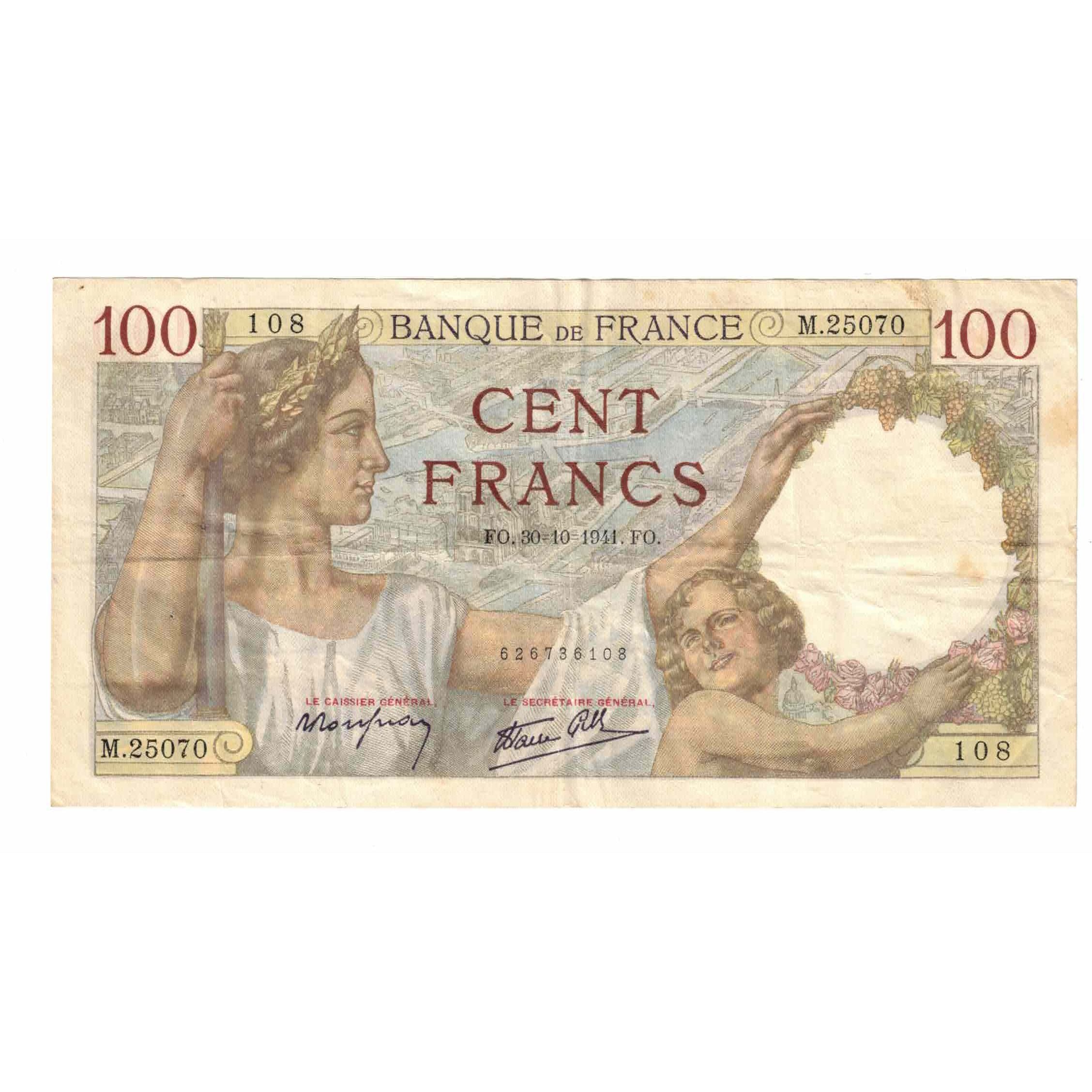 Francia, 100 Francs, Sully, 1941, M.25070, MBC, Fayette:26.59, KM:94