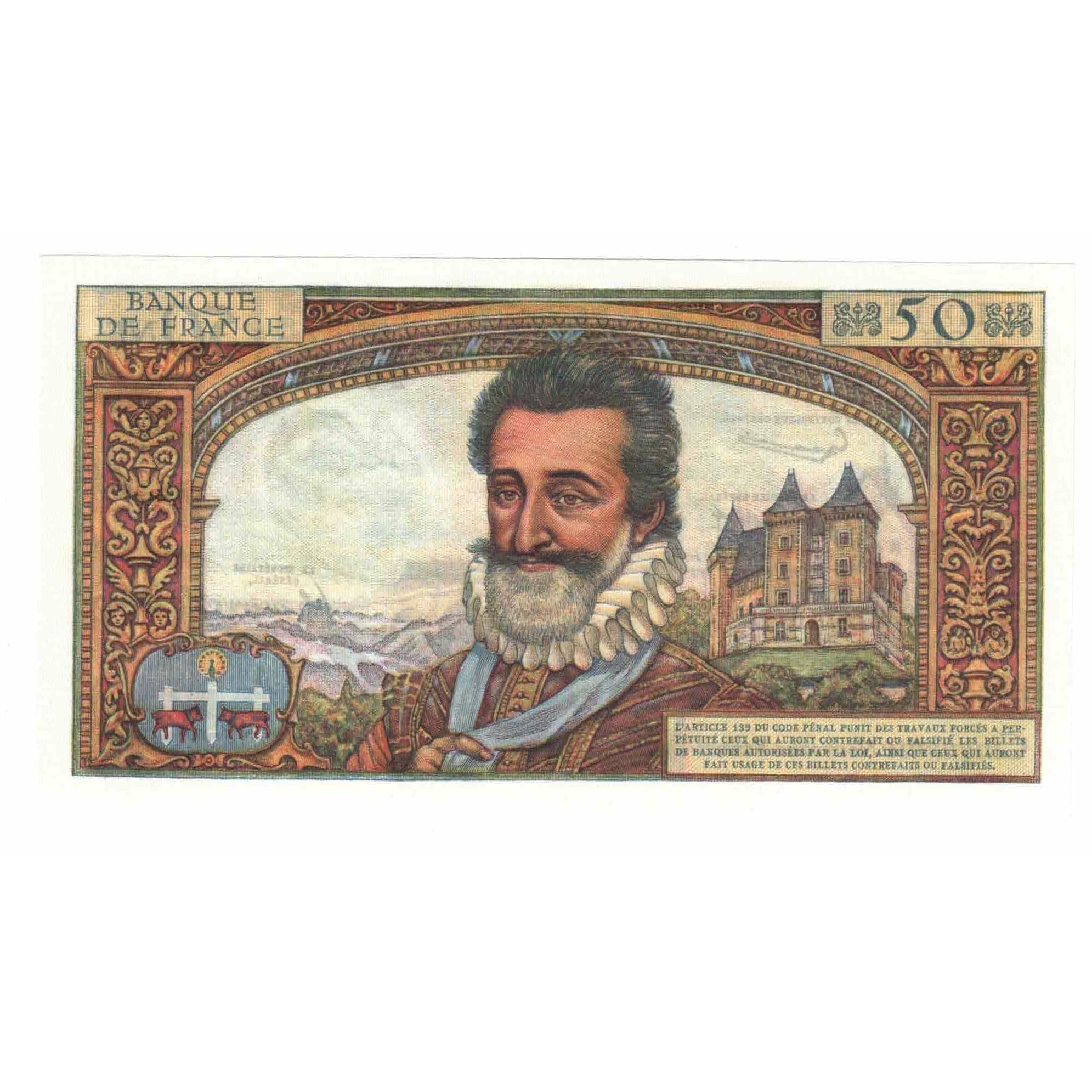 Francja, 50 Nouveaux Francs, Henri IV, 1959, R.4, UNC(65-70), Fayette:58.1