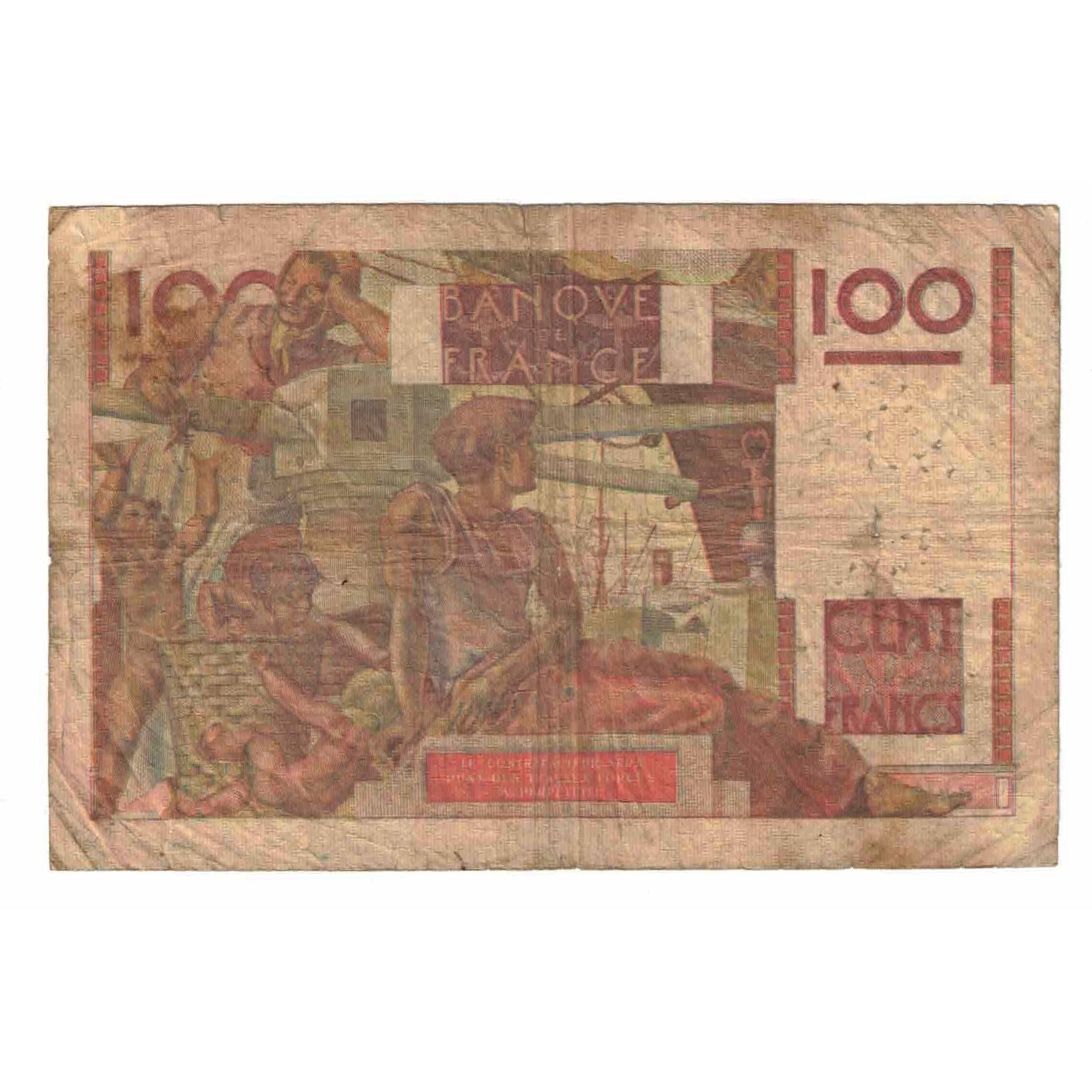 França, 100 Francs, Jeune Paysan, 1949, B.350, VG(8-10), Fayette:28.24, KM:128b
