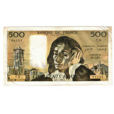 France, 500 Francs, Pascal, 1969, Y.8, VF(20-25), Fayette:71.3, KM:156a