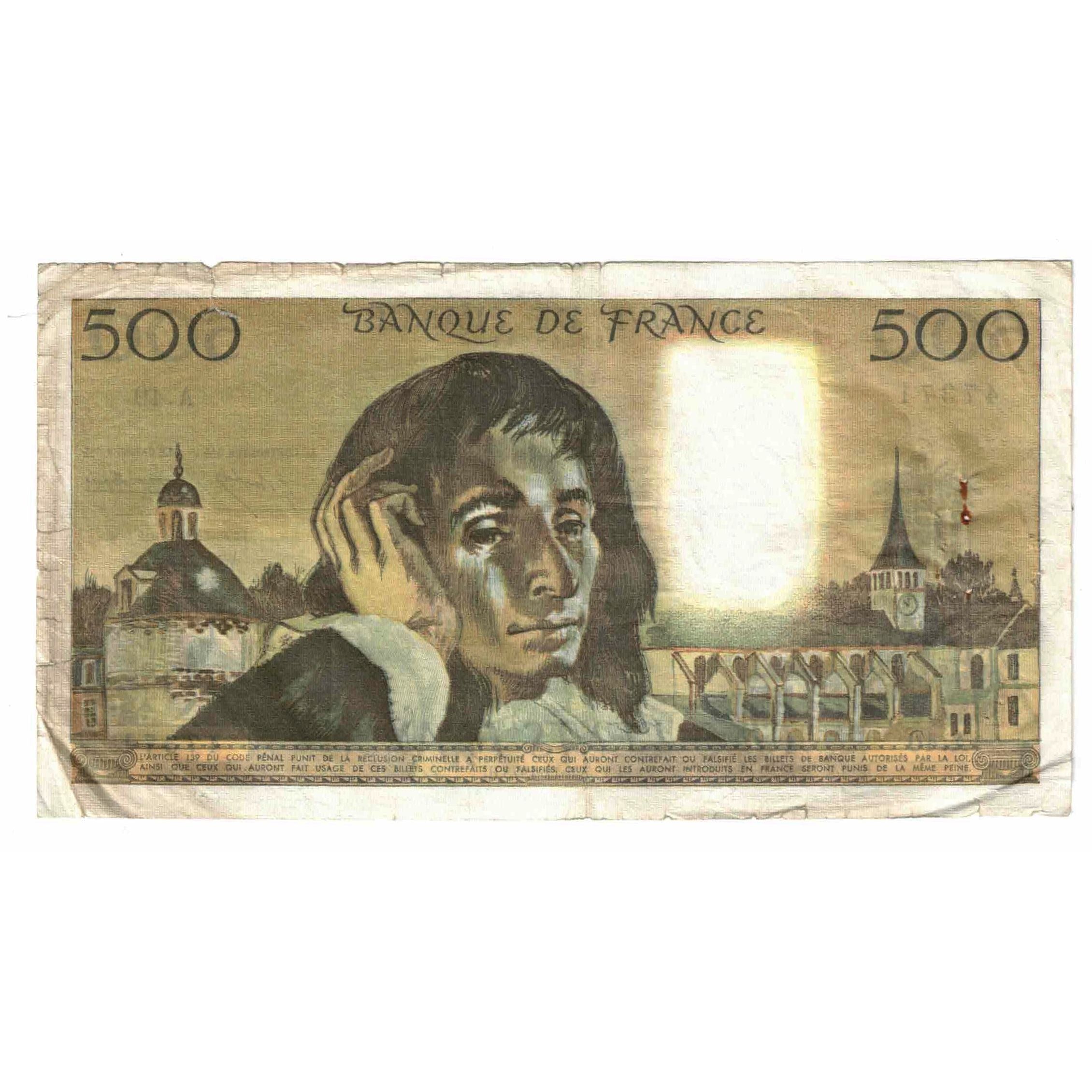 Francia, 500 Francs, Pascal, 1973, A.40, MB, Fayette:71.10, KM:156b