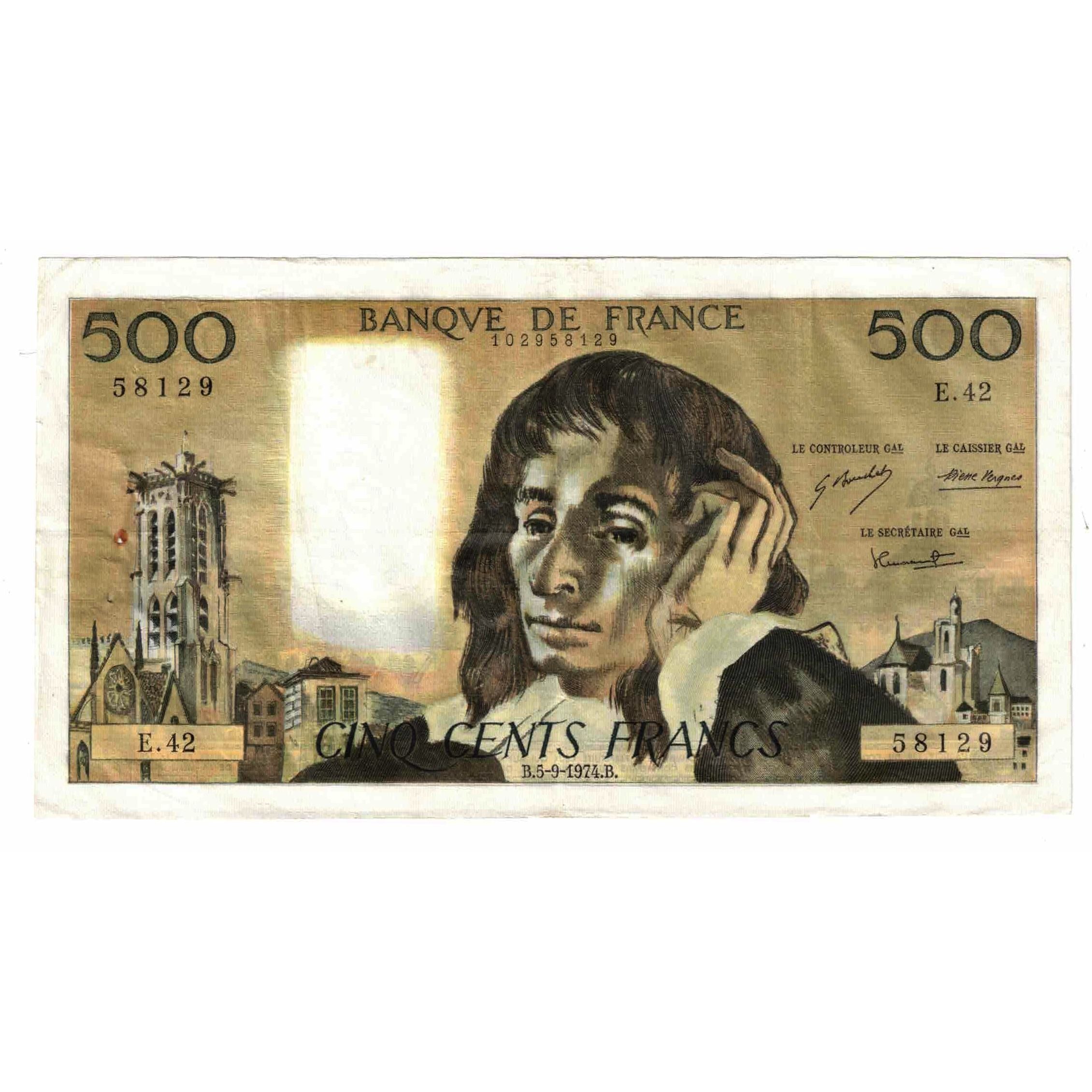 Frankrijk, 500 Francs, Pascal, 1974, E.42, TTB+, Fayette:71.11, KM:156b