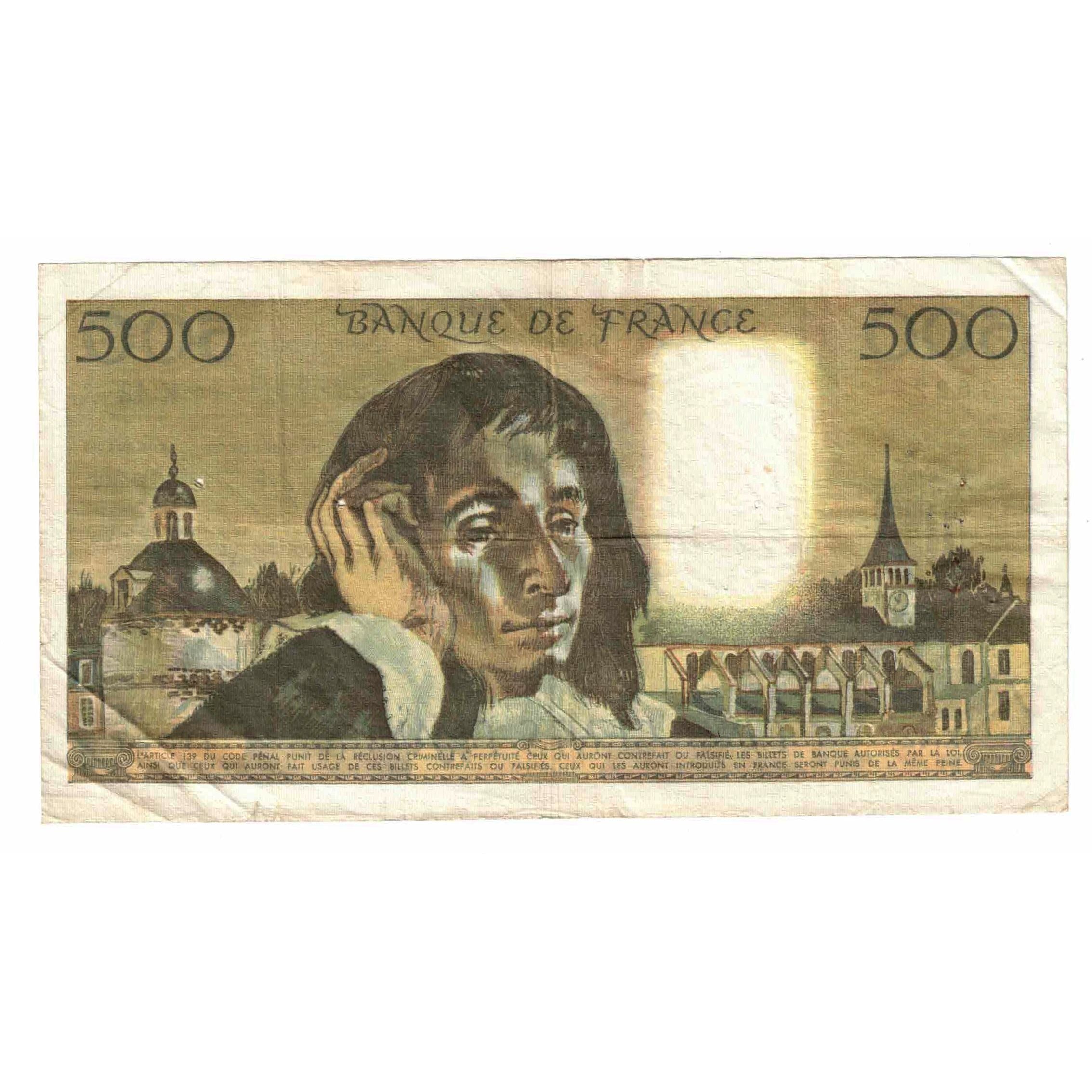 Francja, 500 Francs, Pascal, 1974, K.42, EF(40-45), Fayette:71.11, KM:156b