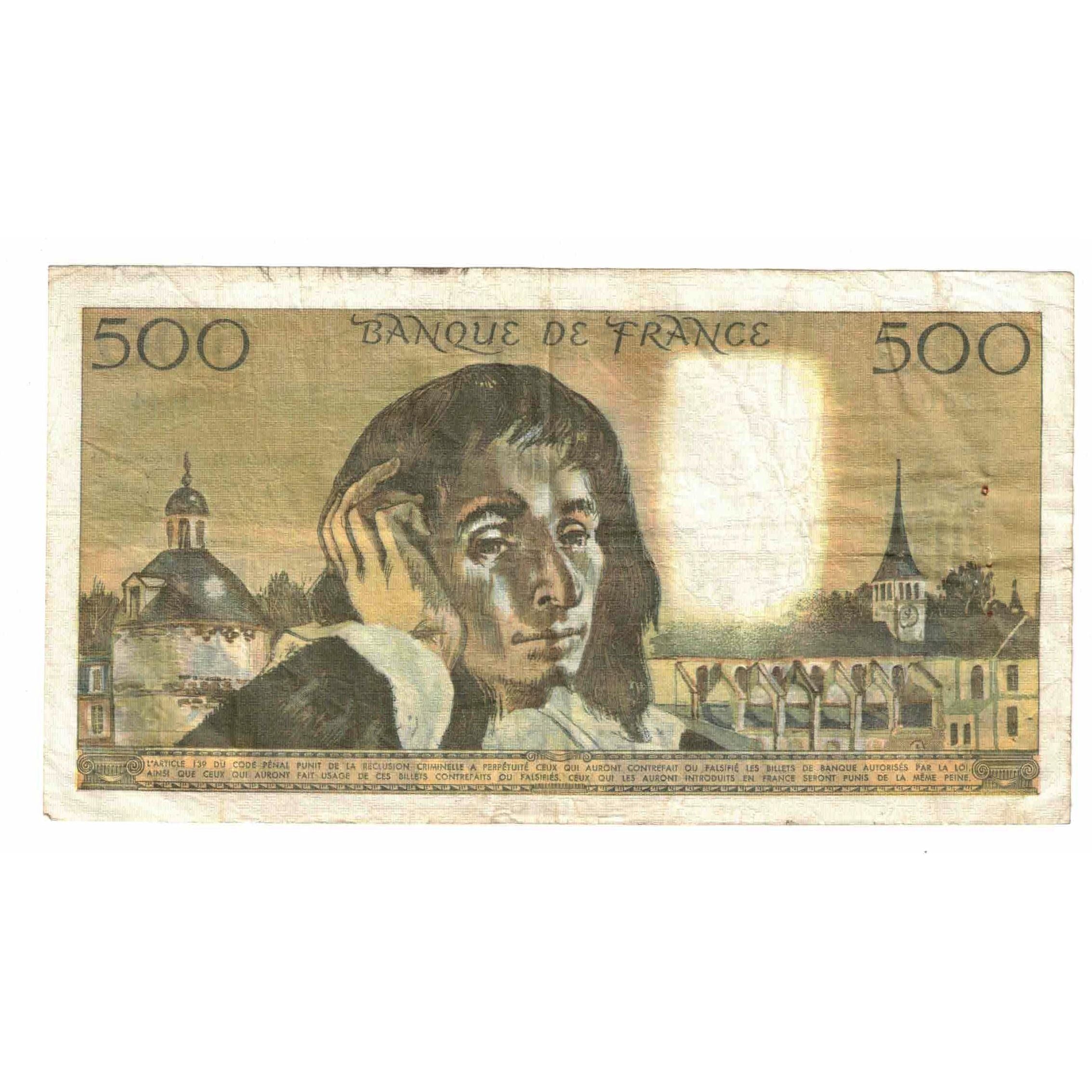 Francja, 500 Francs, Pascal, 1974, P.44, EF(40-45), Fayette:71.12, KM:156c