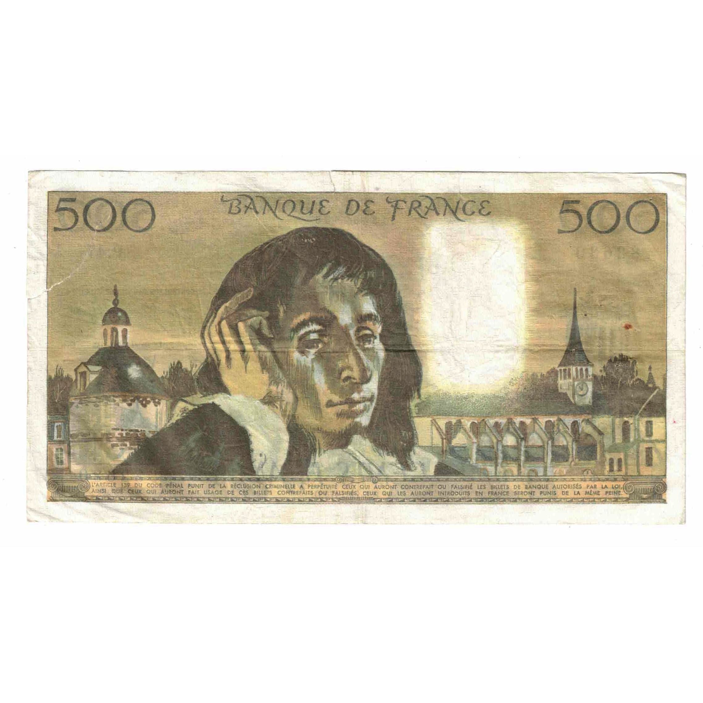 Francia, 500 Francs, Pascal, 1974, P.47, BC+, Fayette:71.12, KM:156c