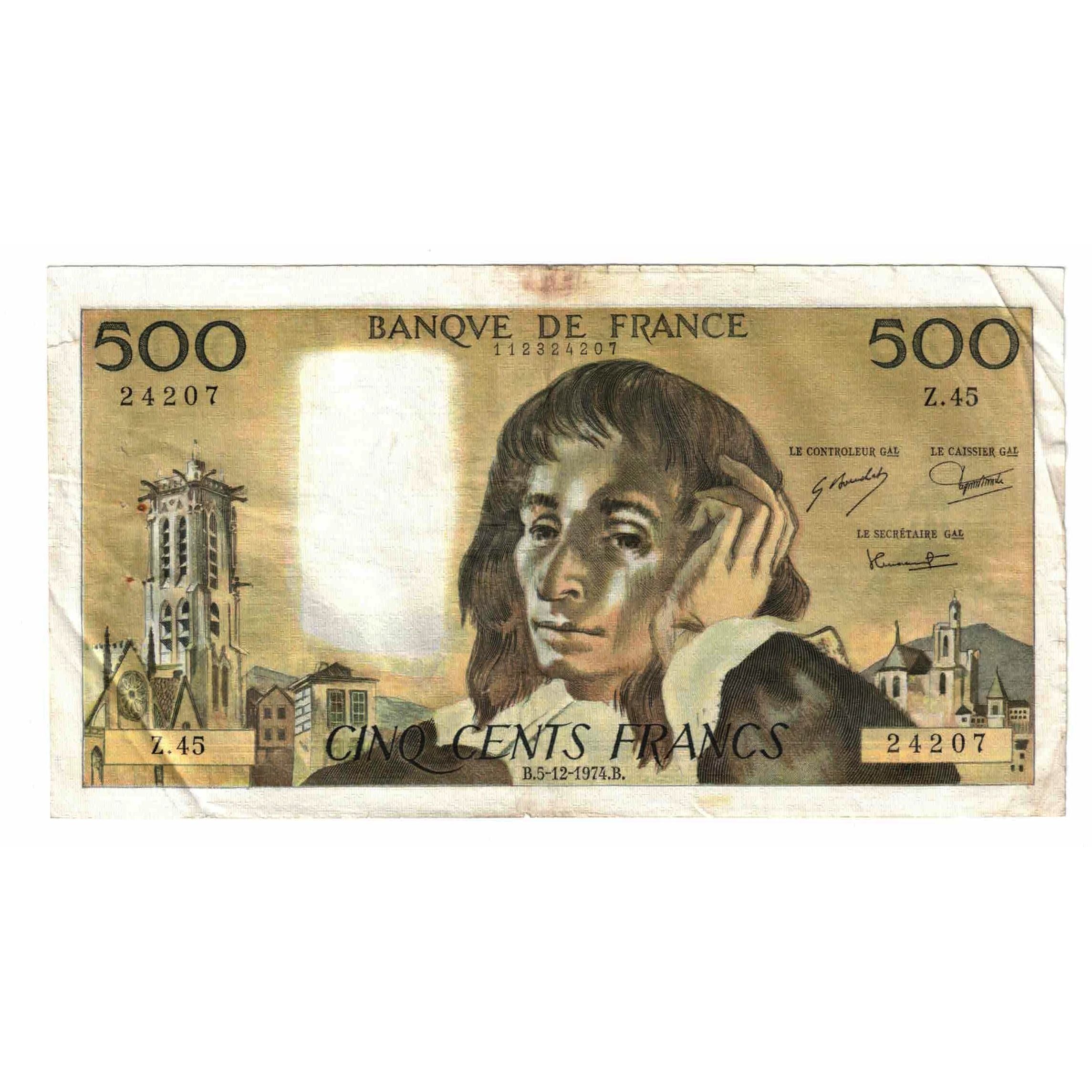 Frankrijk, 500 Francs, Pascal, 1974, Z.45, TB+, Fayette:71.12, KM:156c