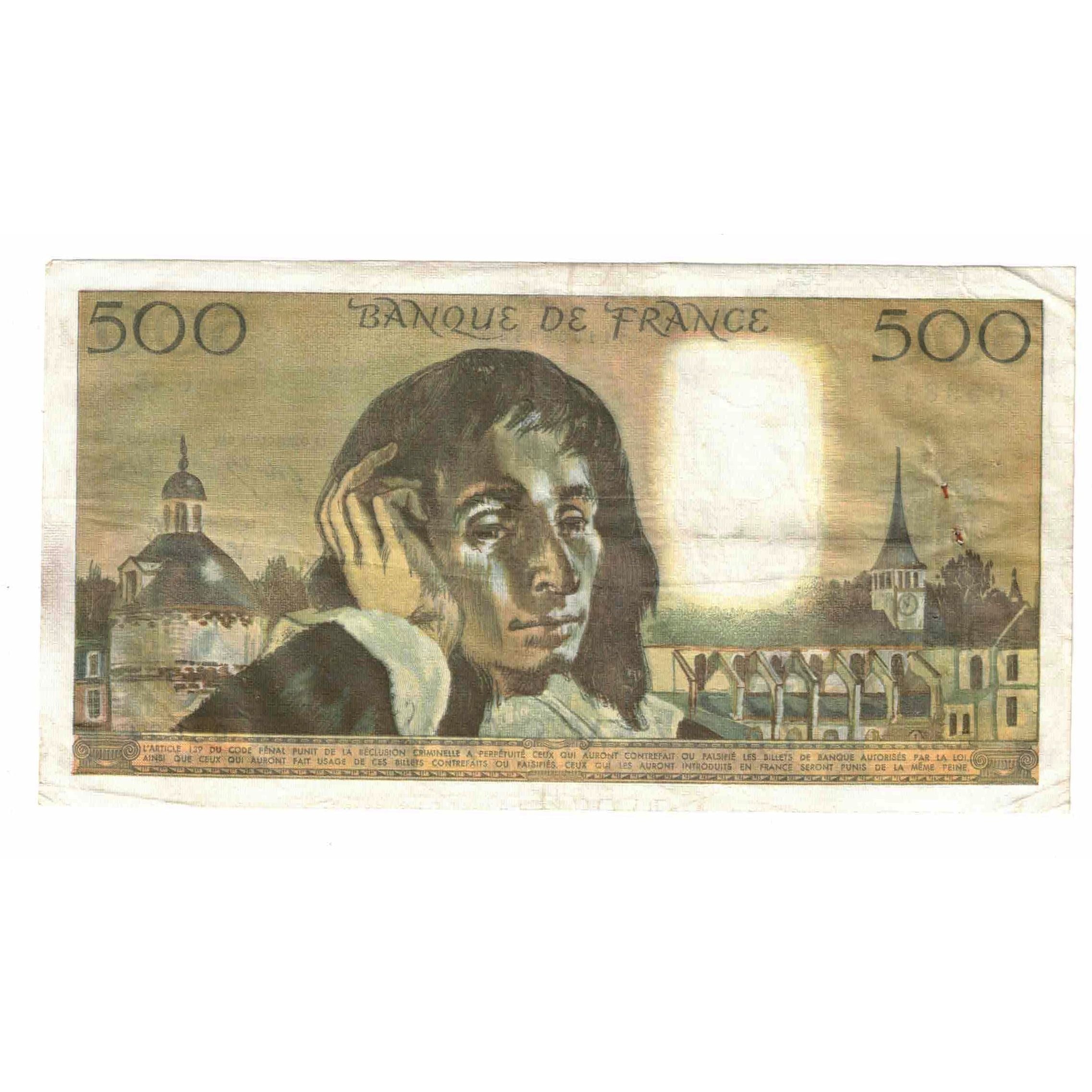 França, 500 Francs, Pascal, 1974, U.45, EF(40-45), Fayette:71.12, KM:156c