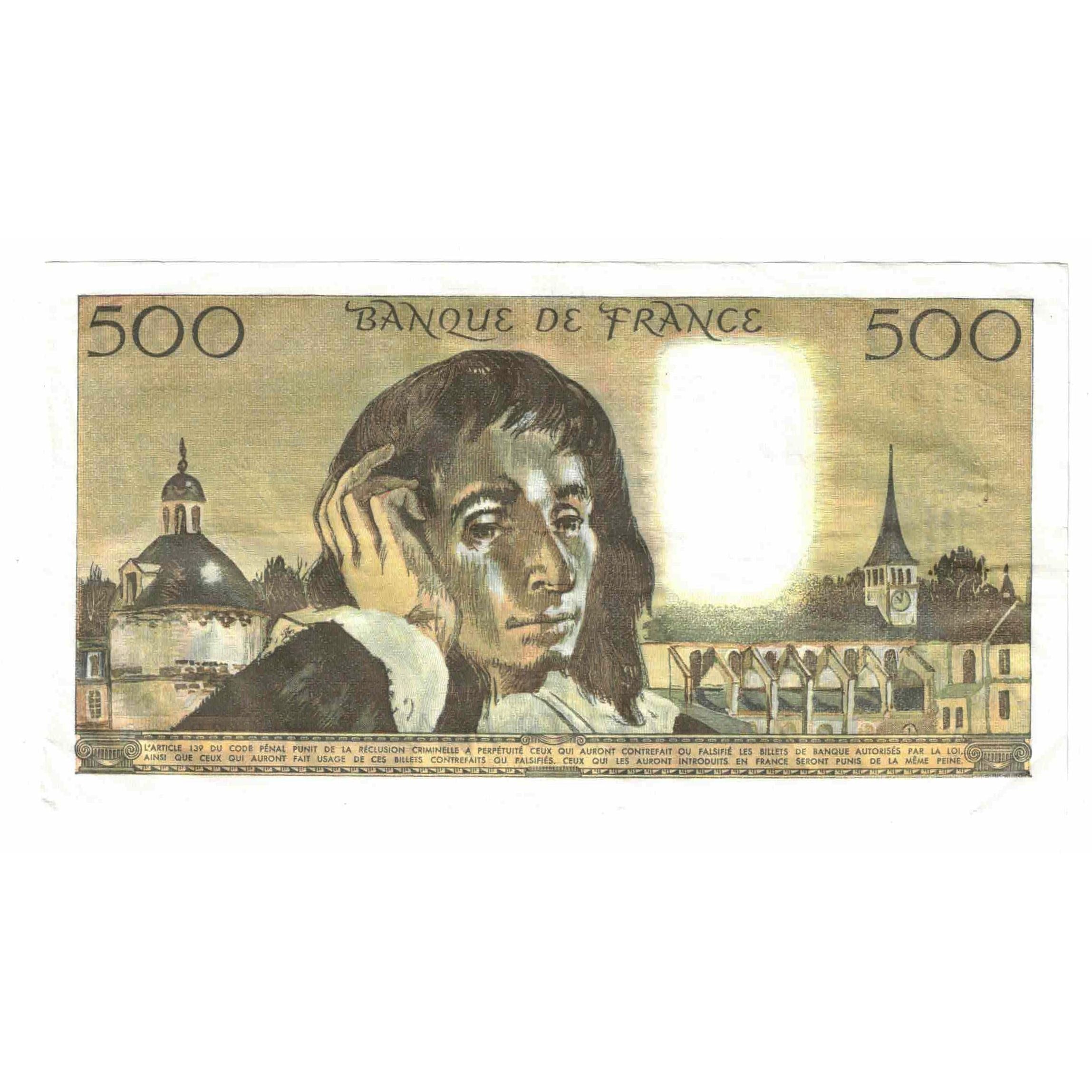 France, 500 Francs, Pascal, 1977, A.76, EF(40-45), Fayette:71.17, KM:156d