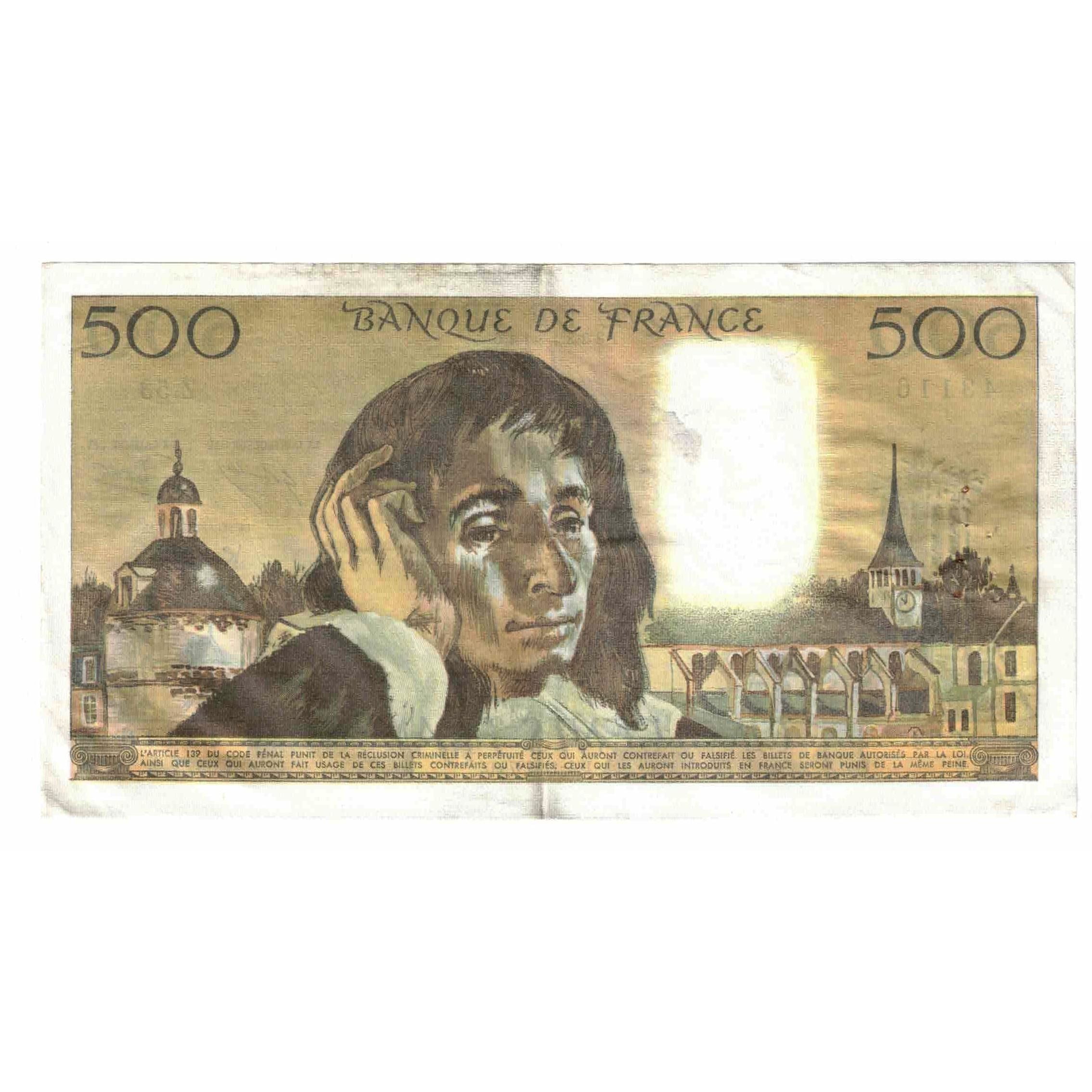 France, 500 Francs, Pascal, 1975, Z.53, TB, Fayette:71.13, KM:156c