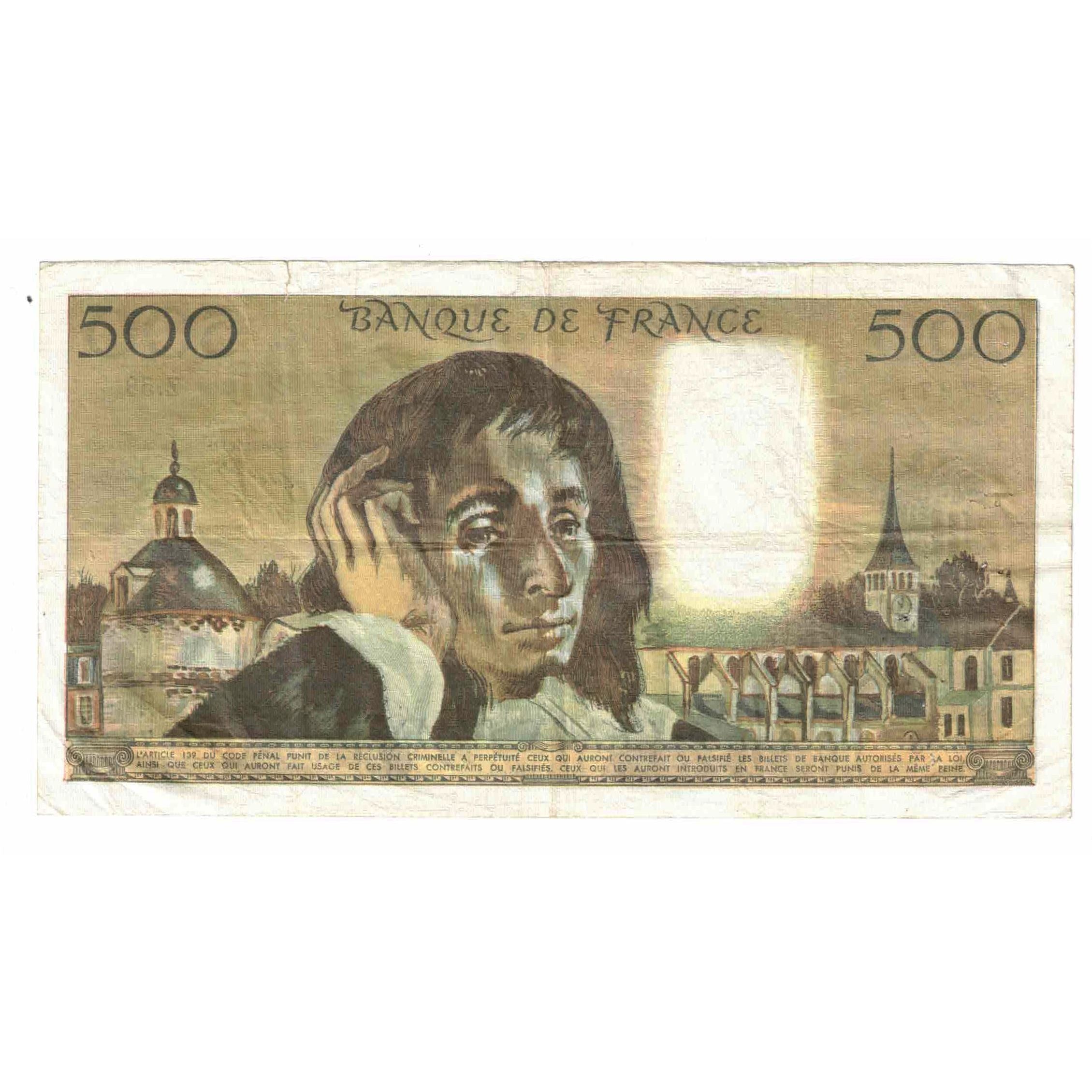 Francia, 500 Francs, Pascal, 1976, Z.58, BC+, Fayette:71.14, KM:156d
