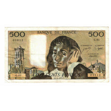 France, 500 Francs, Pascal, 1976, G.61, VF(20-25), Fayette:71.14, KM:156d