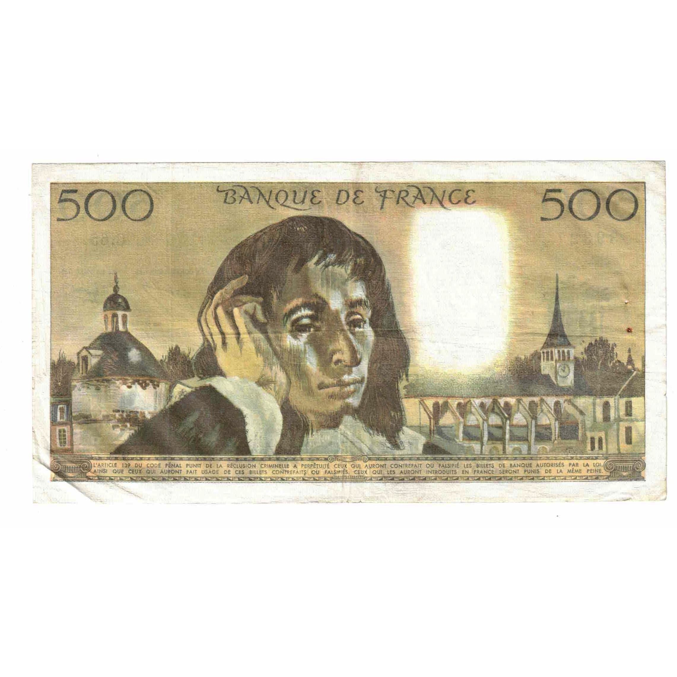 France, 500 Francs, Pascal, 1976, C.65, VF(20-25), Fayette:71.15, KM:156d