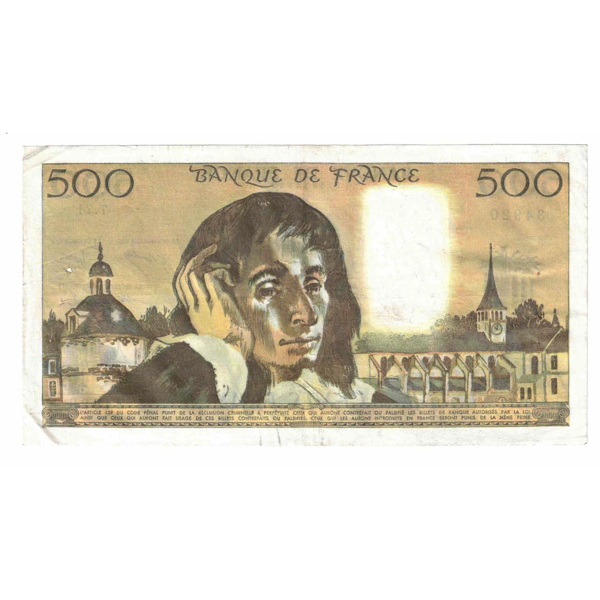 França, 500 Francs, Pascal, 1977, T.71, VF(20-25), Fayette:71.16, KM:156d