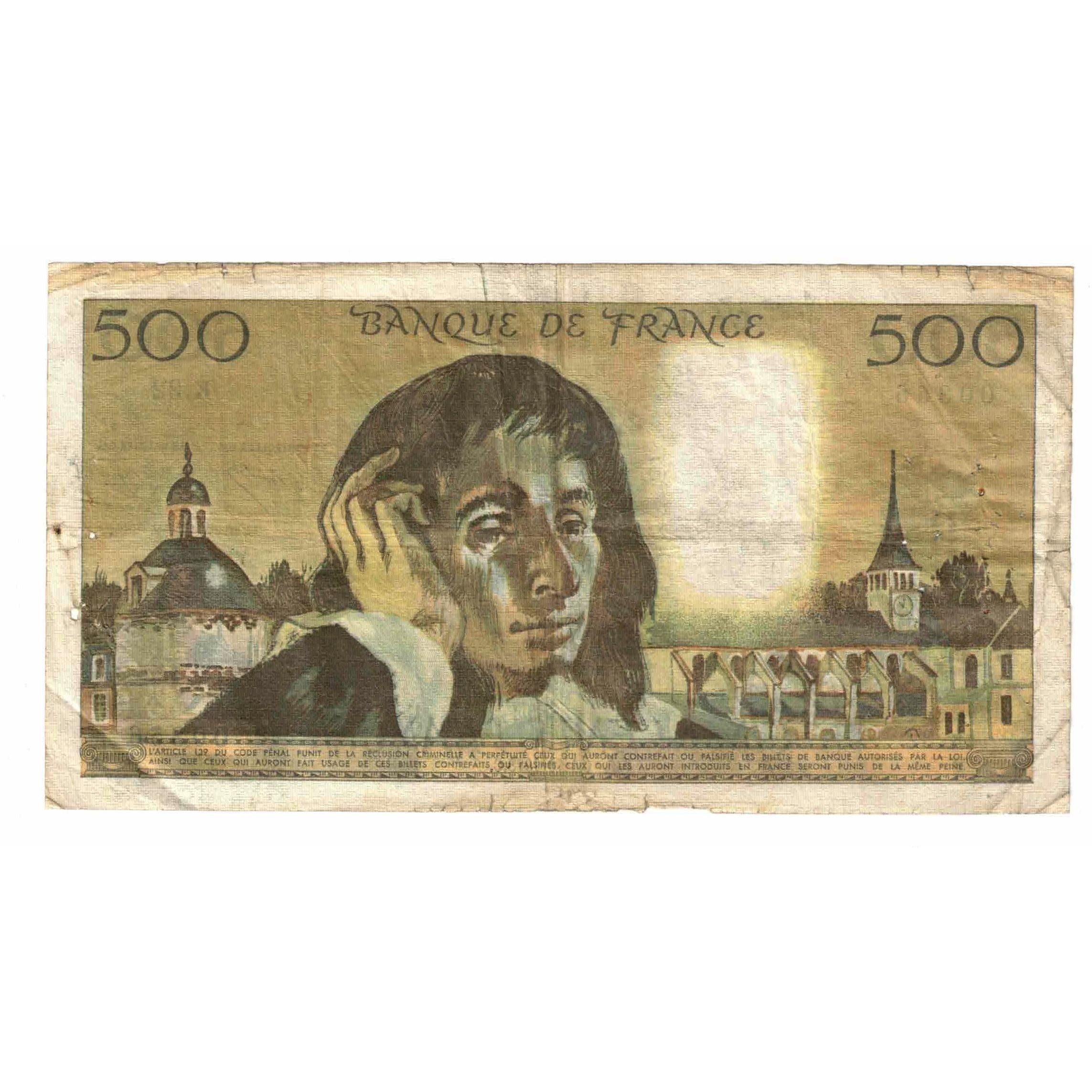 France, 500 Francs, Pascal, 1973, K.32, B, Fayette:71.9, KM:156b