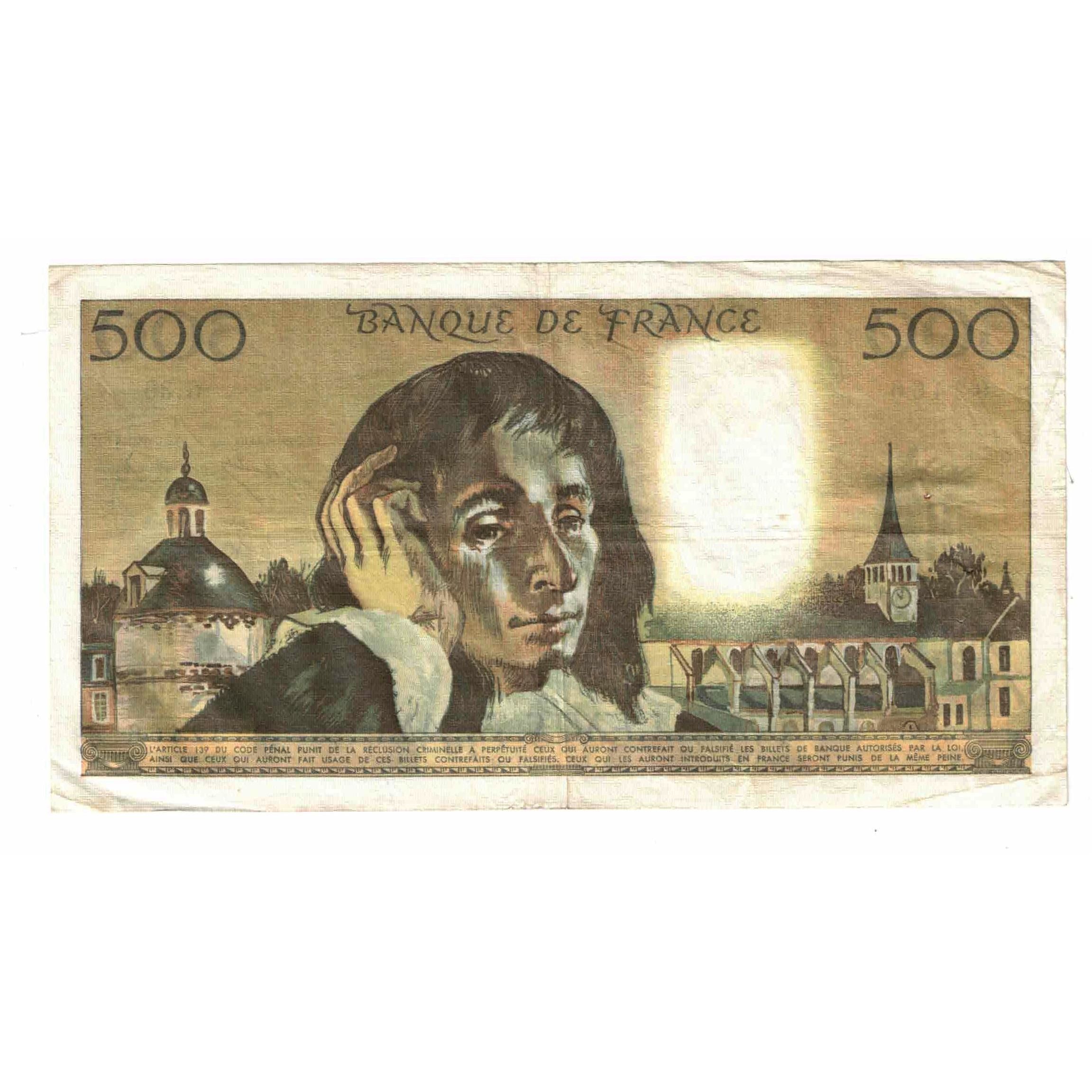 France, 500 Francs, Pascal, 1973, G.36, TB+, Fayette:71.10, KM:156b