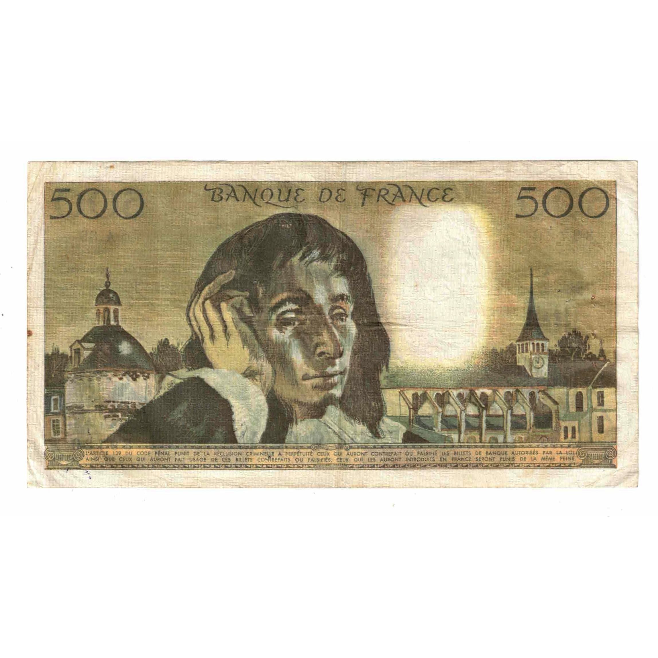França, 500 Francs, Pascal, 1973, A.39, VF(30-35), Fayette:71.10, KM:156b