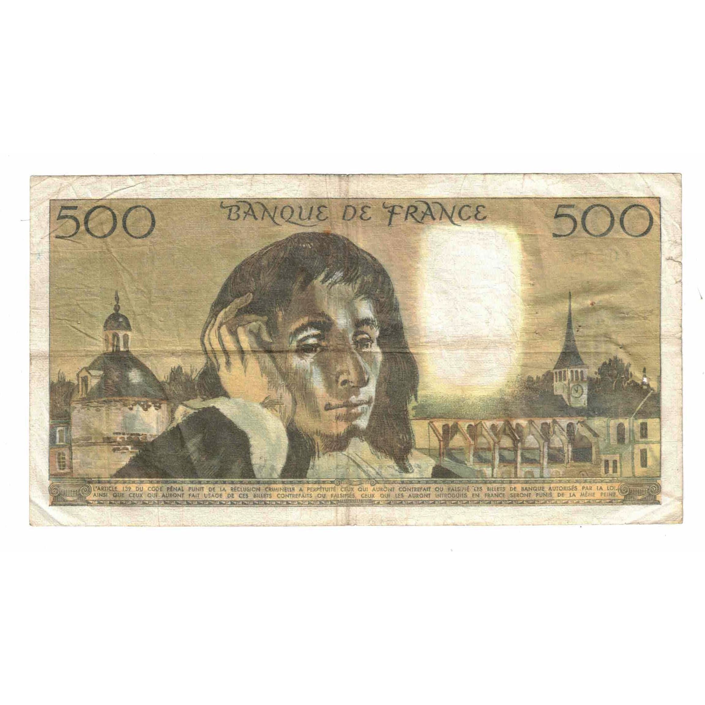 France, 500 Francs, Pascal, 1976, C.56, VF(20-25), Fayette:71.14, KM:156d
