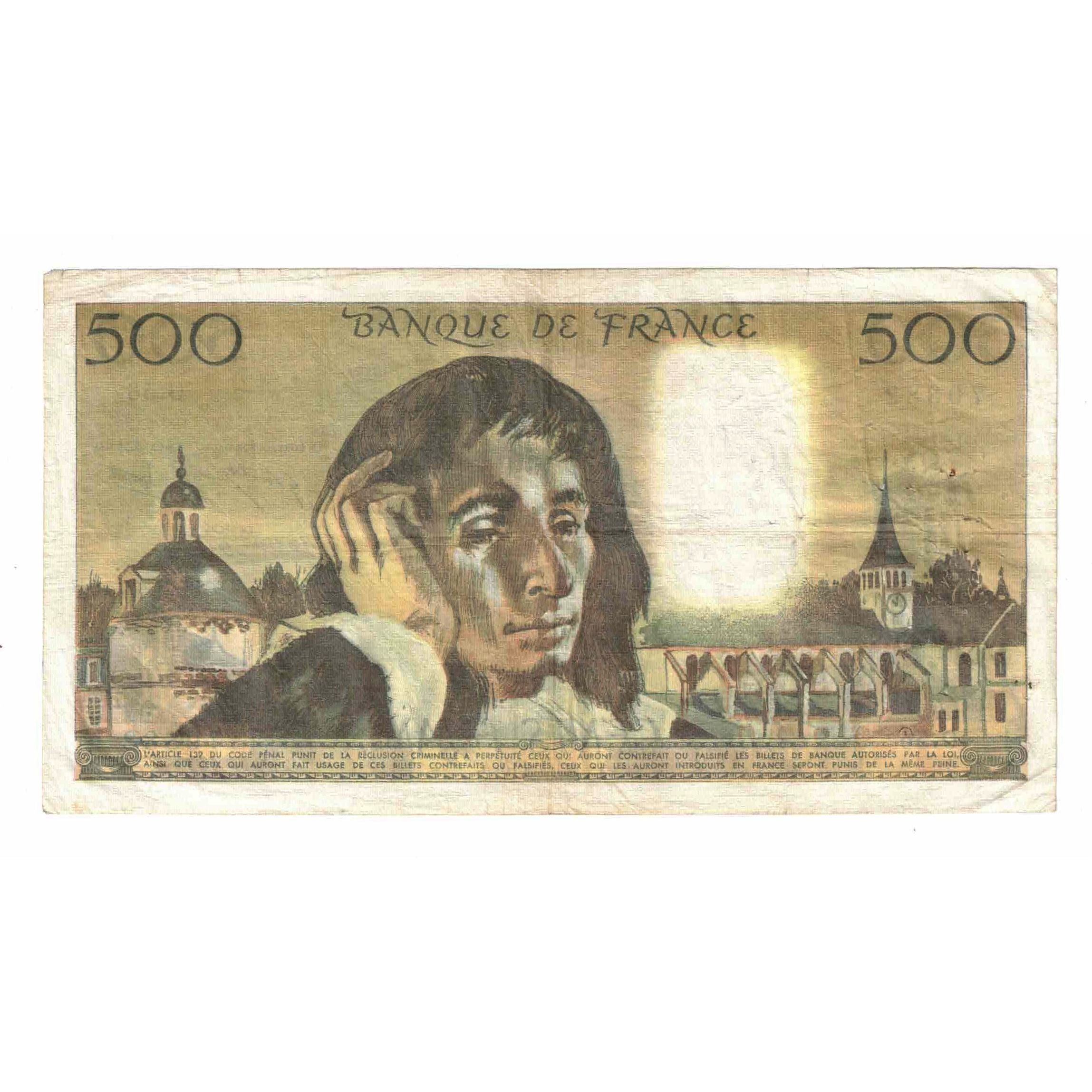 France, 500 Francs, Pascal, 1976, O.56, VF(20-25), Fayette:71.14, KM:156d