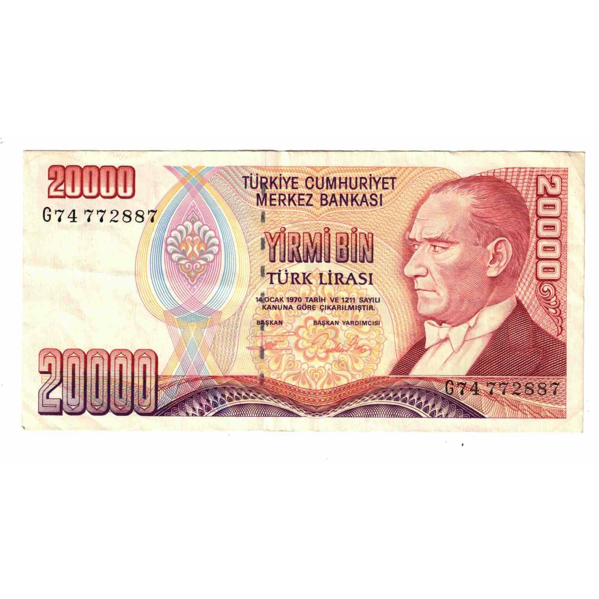 Geldschein, Türkei, 20,000 Lira, 1970, 1970-01-14, KM:201, SS+