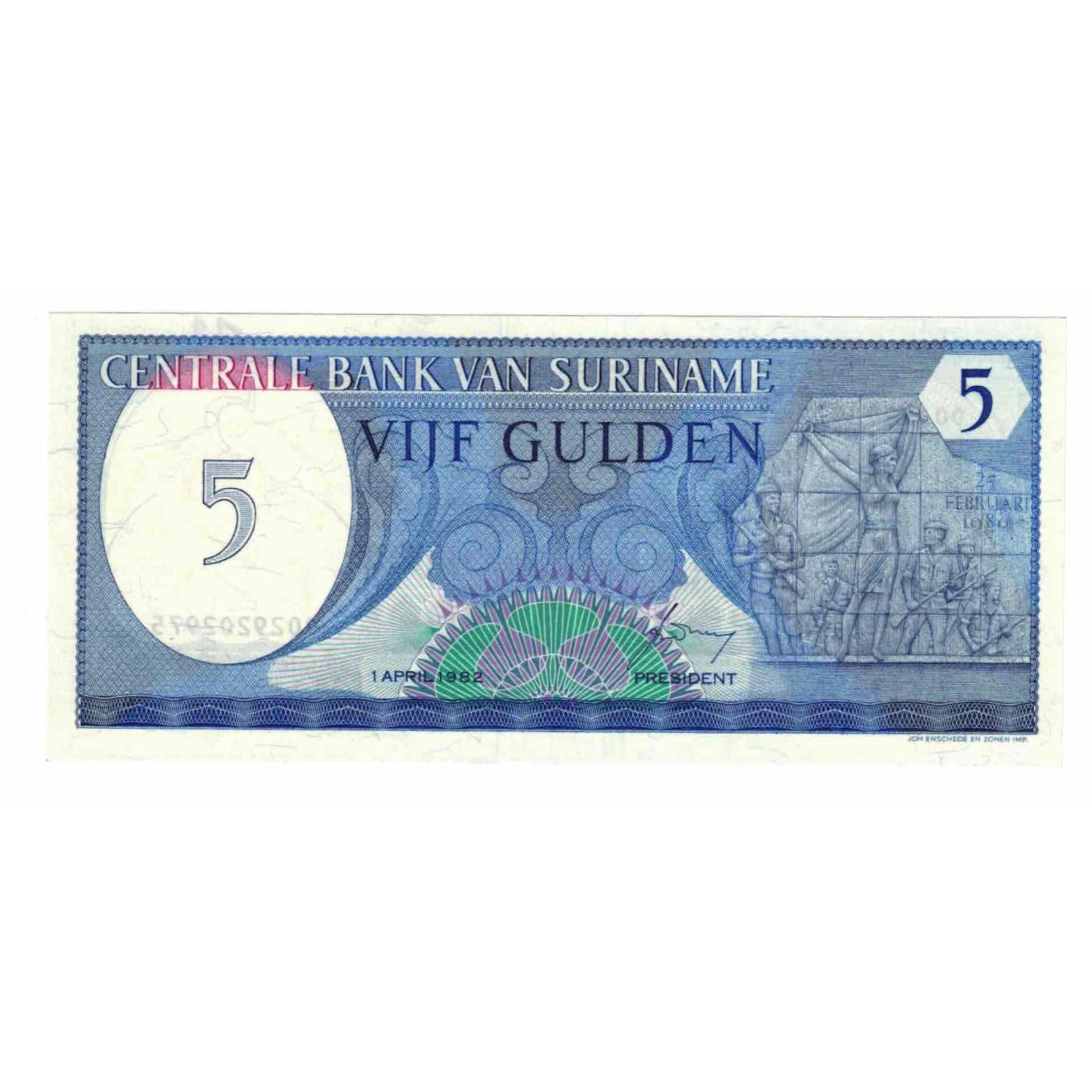 Banconote, Suriname, 5 Gulden, 1982, 1982-04-01, KM:125, FDS