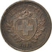 Coin, Switzerland, Rappen, 1877, Bern, AU(50-53), Bronze, KM:3.1