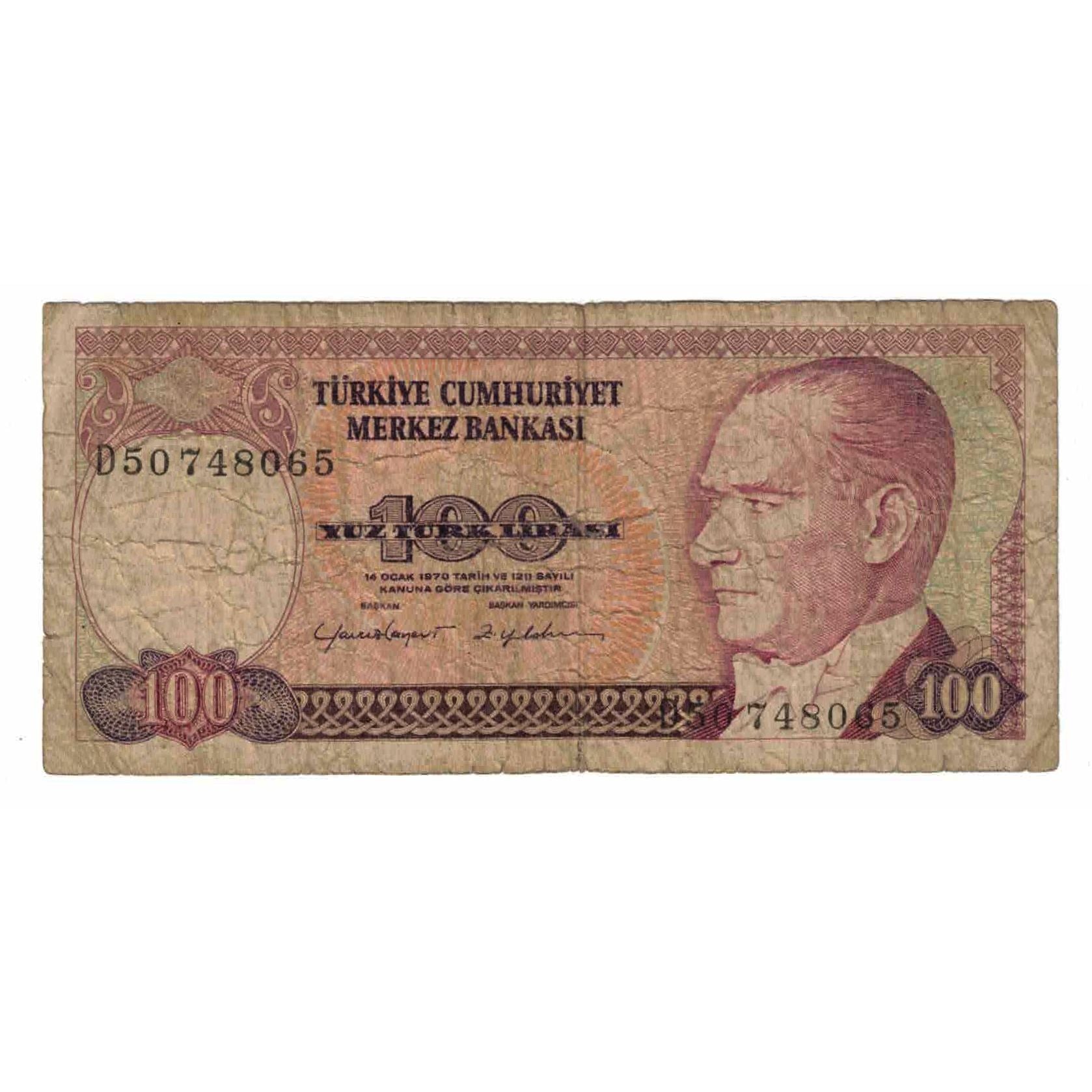Biljet, Turkije, 100 Lira, UNDATED (1984), KM:194b, B