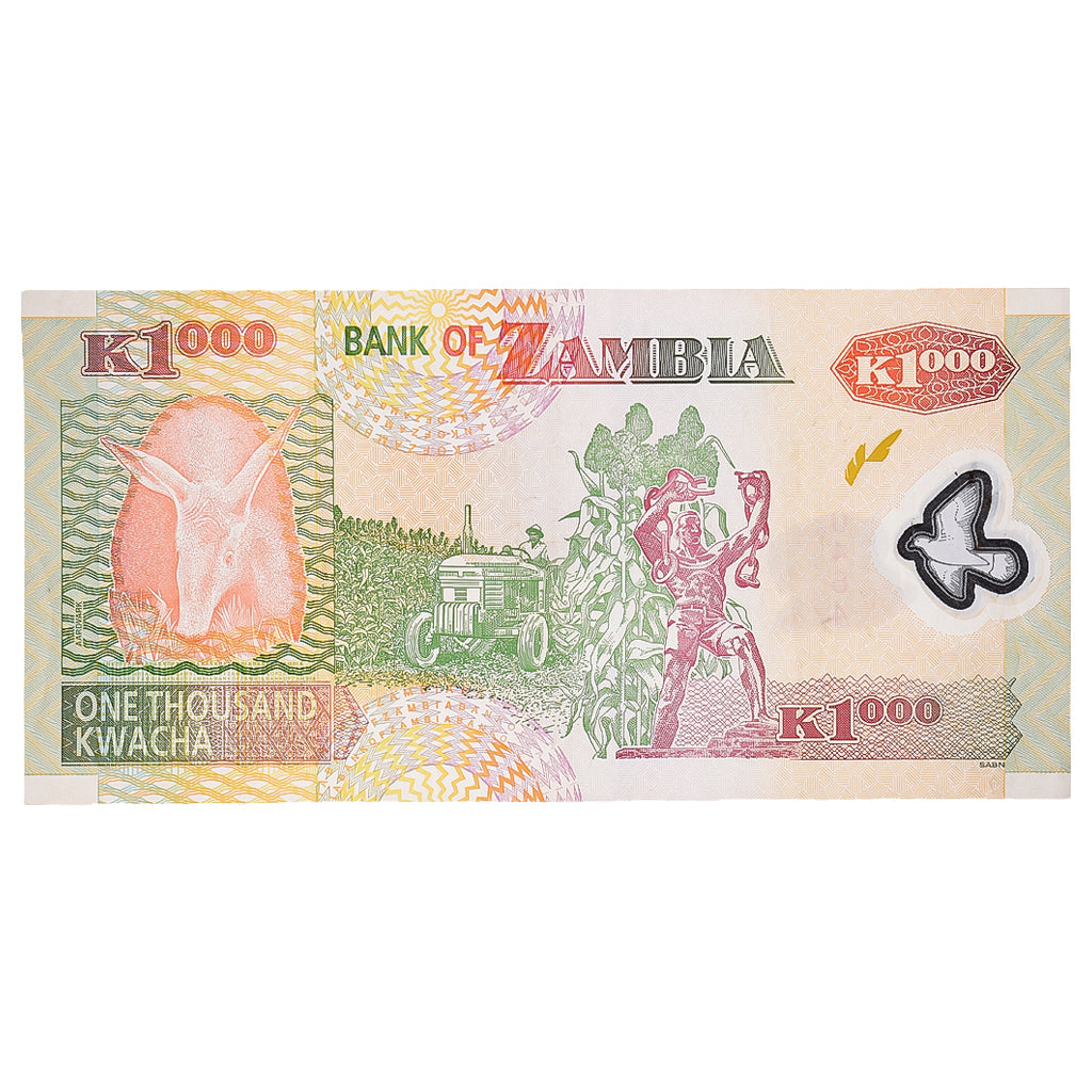 Nota, Zâmbia, 1000 Kwacha, 2008, KM:44f, EF(40-45)