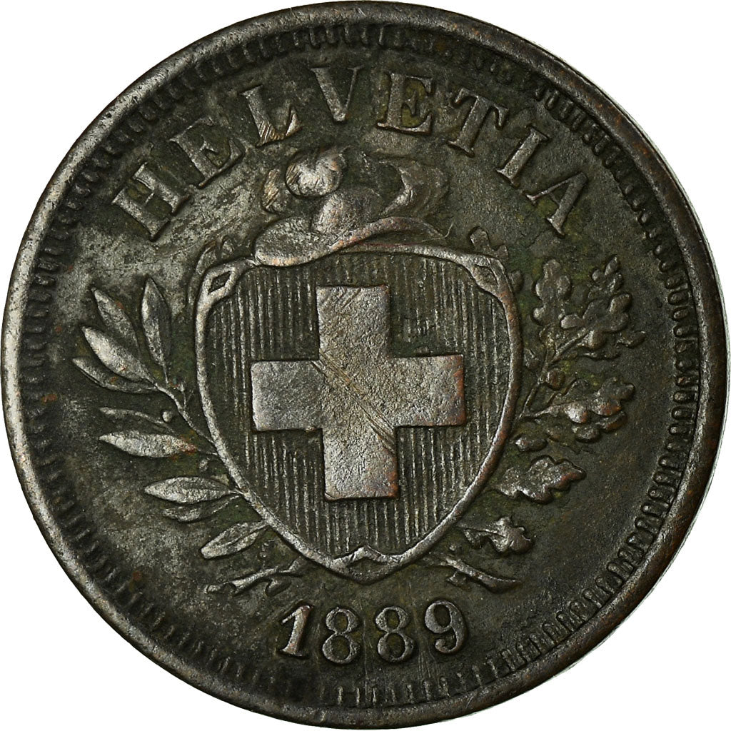 Coin, Switzerland, Rappen, 1889, Bern, EF(40-45), Bronze, KM:3.1