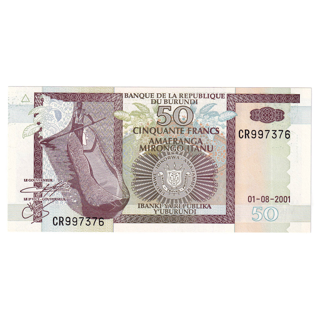 Biljet, Burundi, 50 Francs, 2001, 2001-08-01, KM:36c, NIEUW