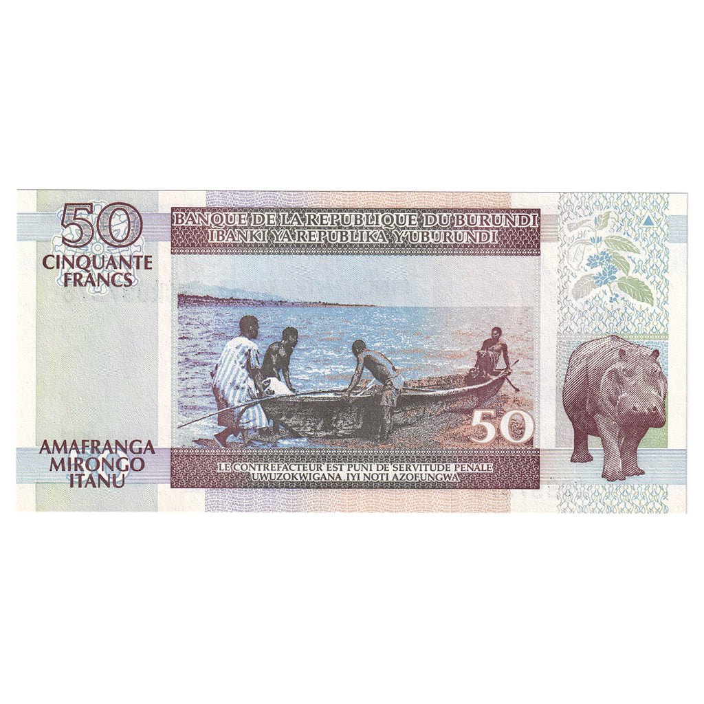 Biljet, Burundi, 50 Francs, 2001, 2001-08-01, KM:36c, NIEUW