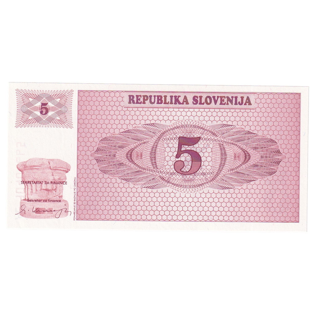 Banknote, Slovenia, 5 (Tolarjev), Undated (1990), KM:3a, UNC(65-70)