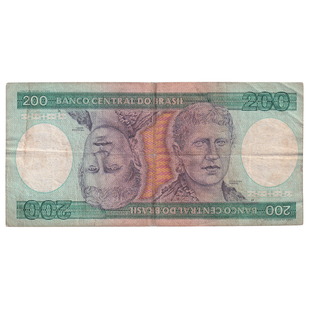 Nota, Brasil, 200 Cruzeiros, UNDATED (1984), KM:199b, VF(20-25)