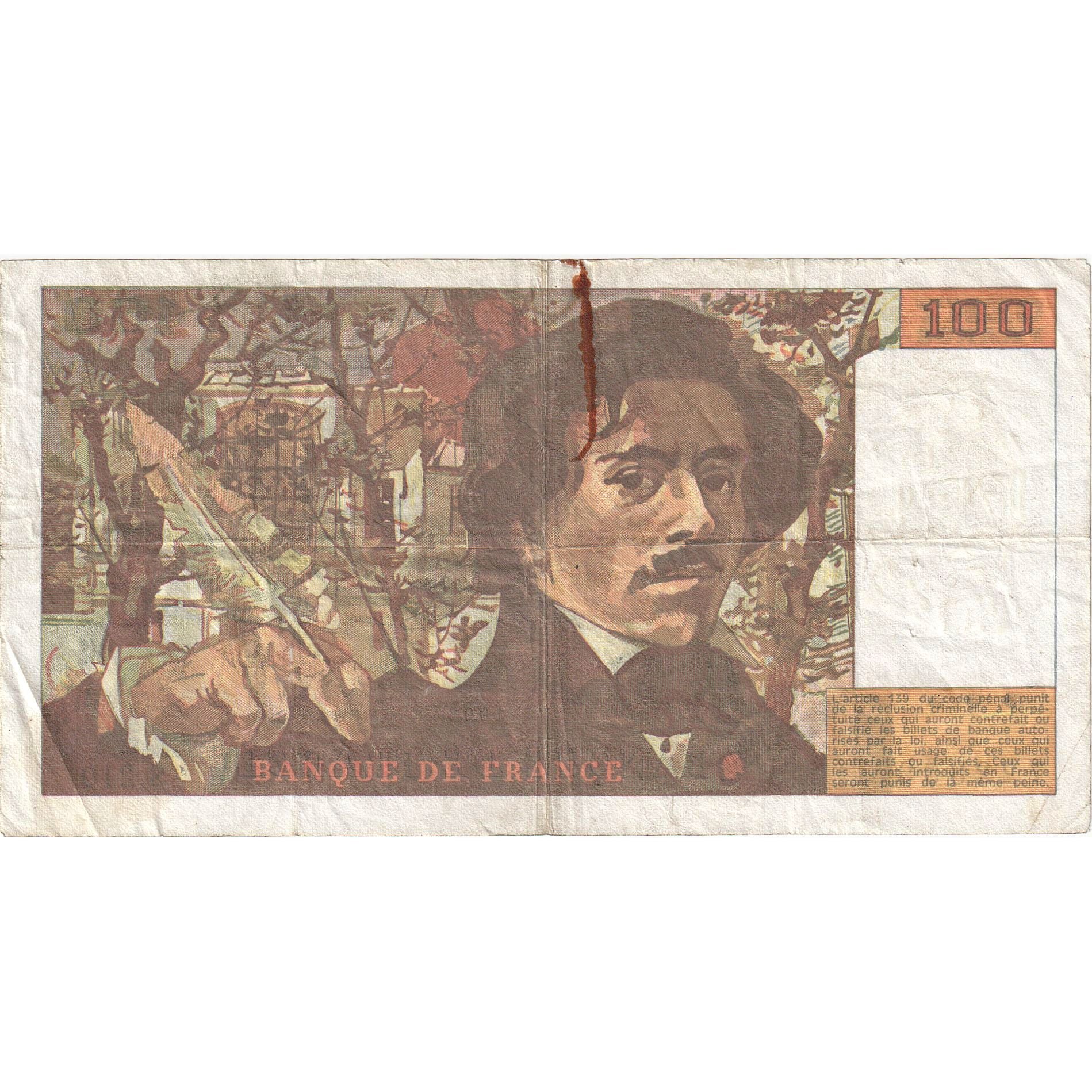 Francia, 100 Francs, Delacroix, 1993, S.210, MB, Fayette:69bis.05, KM:154g