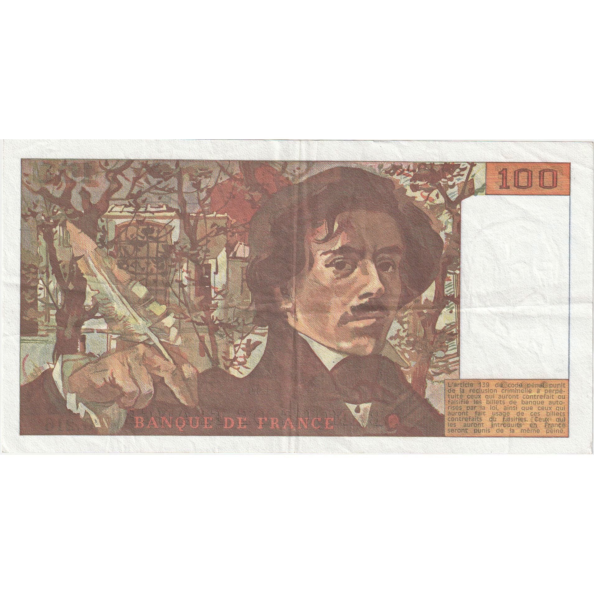 Francia, 100 Francs, Delacroix, 1993, G.216, SPL-, Fayette:69bis.05, KM:154g