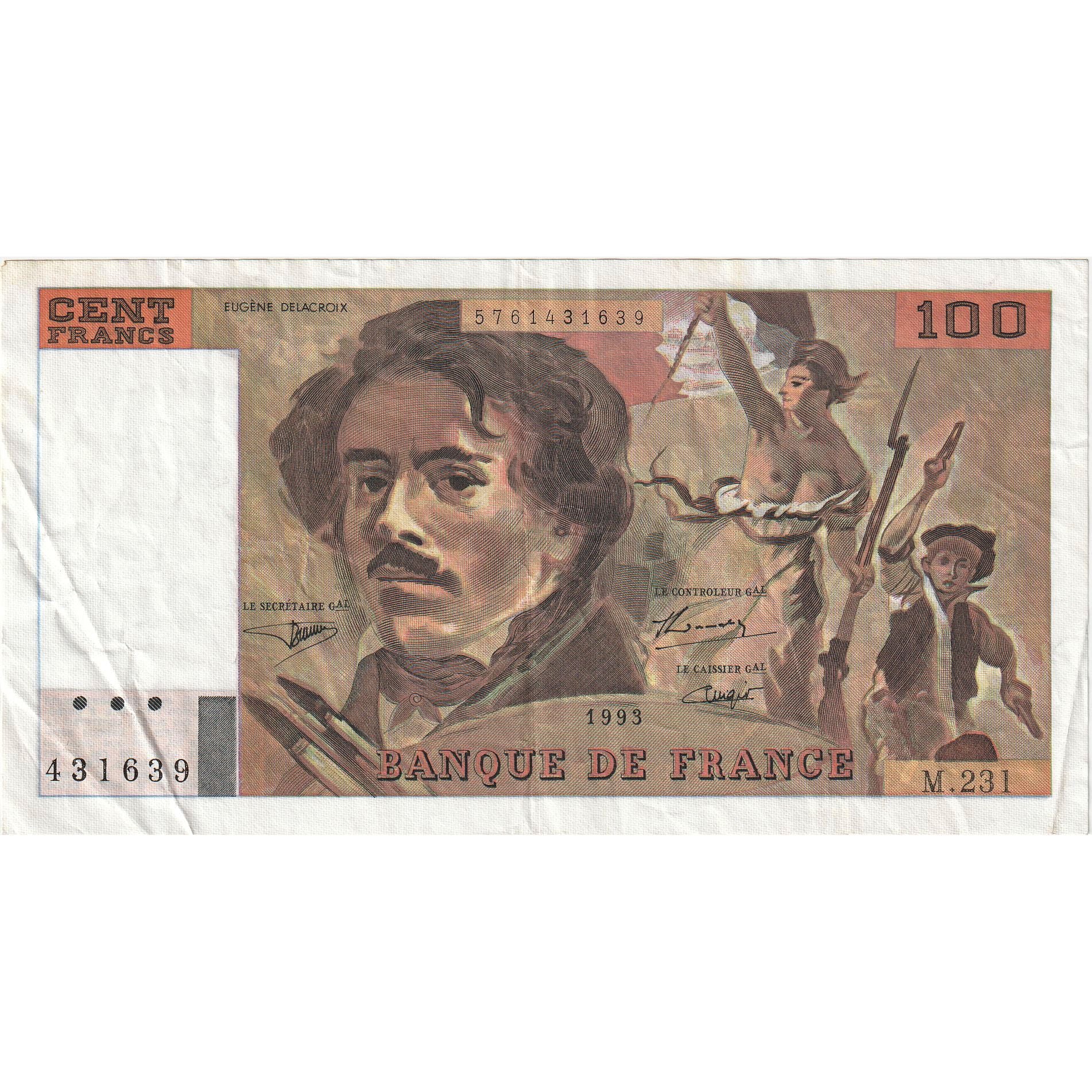 Francia, 100 Francs, Delacroix, 1993, M.231, BB+, Fayette:69bis.8, KM:154g