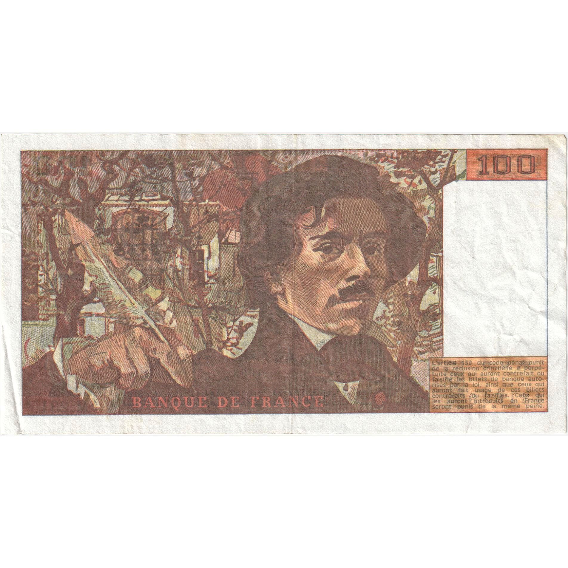 Francia, 100 Francs, Delacroix, 1993, M.231, BB+, Fayette:69bis.8, KM:154g
