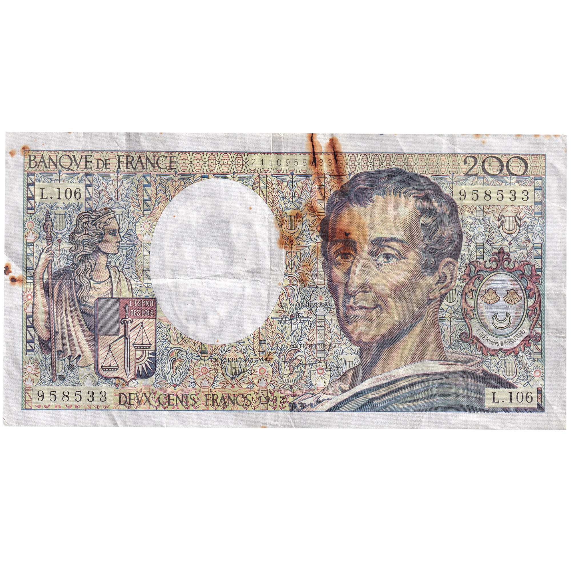 Frankreich, 200 Francs, Montesquieu, 1992, L.106, SGE, Fayette:70.12a, KM:155e