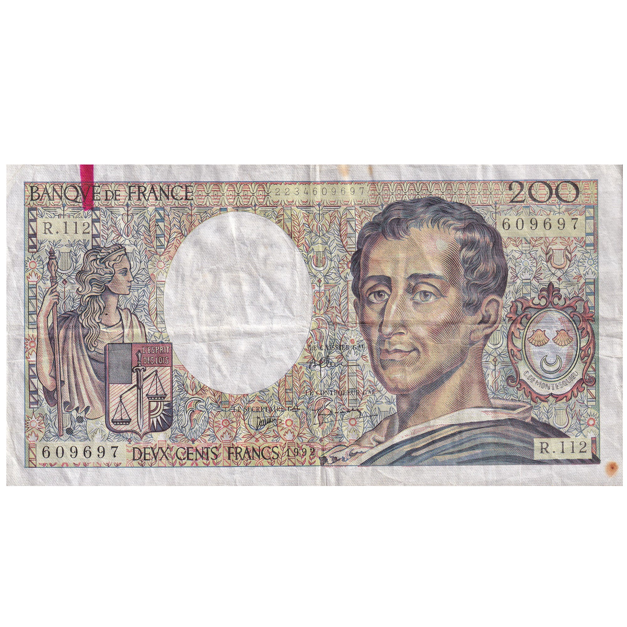 Francia, 200 Francs, Montesquieu, 1992, R.112, MB, Fayette:70.12a, KM:155e