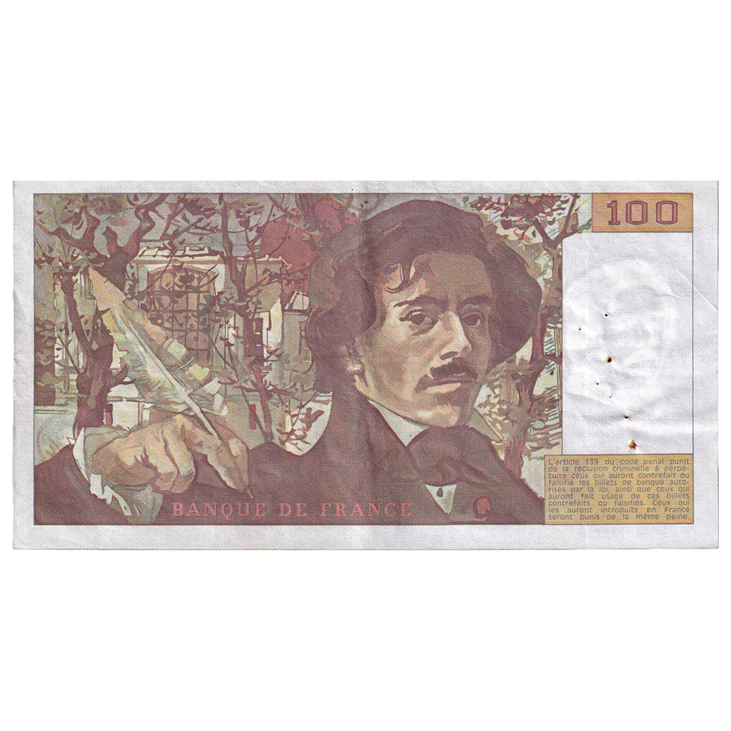 Francia, 100 Francs, Delacroix, 1983, W.67, BB, Fayette:69.7, KM:154b